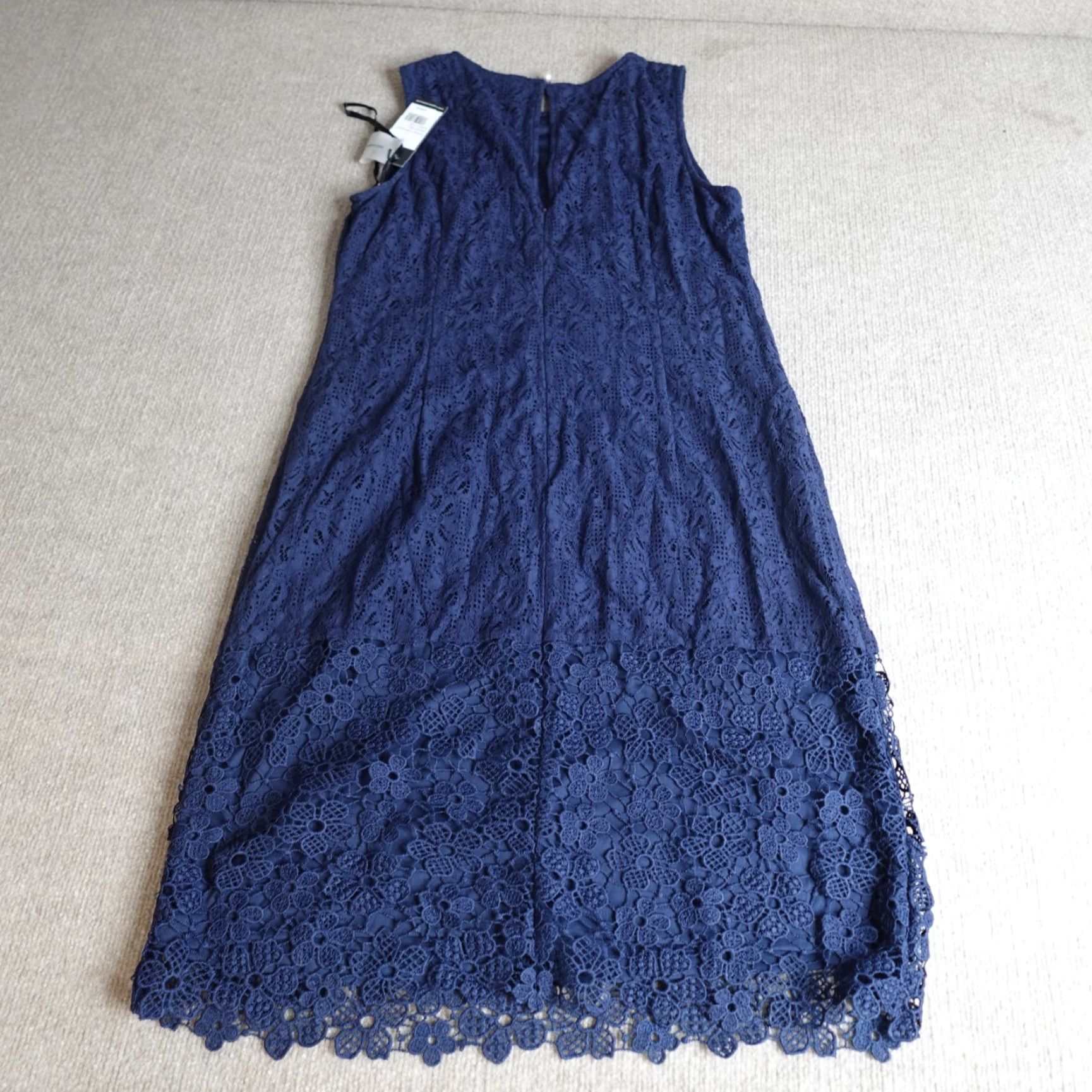 Karl Lagerfeld Karl Lagerfeld Womens Dress 10 Blue Lace Midi Shift LD8L3955 NEW Size L / US 10 / IT 46 - 4 Thumbnail