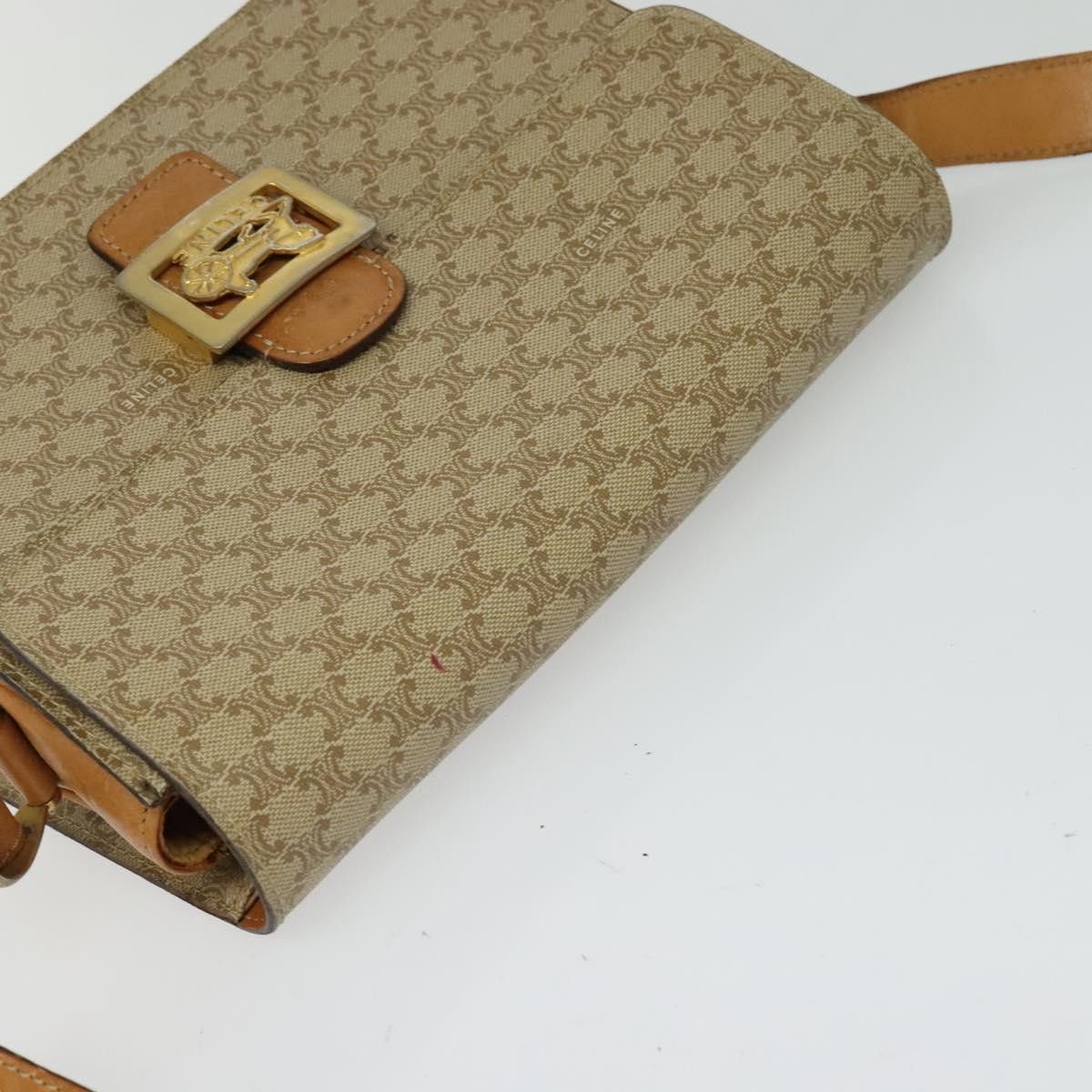 Celine CELINE Macadam Canvas Horse Carriage Shoulder Bag Beige Gold Size ONE SIZE - 6 Thumbnail