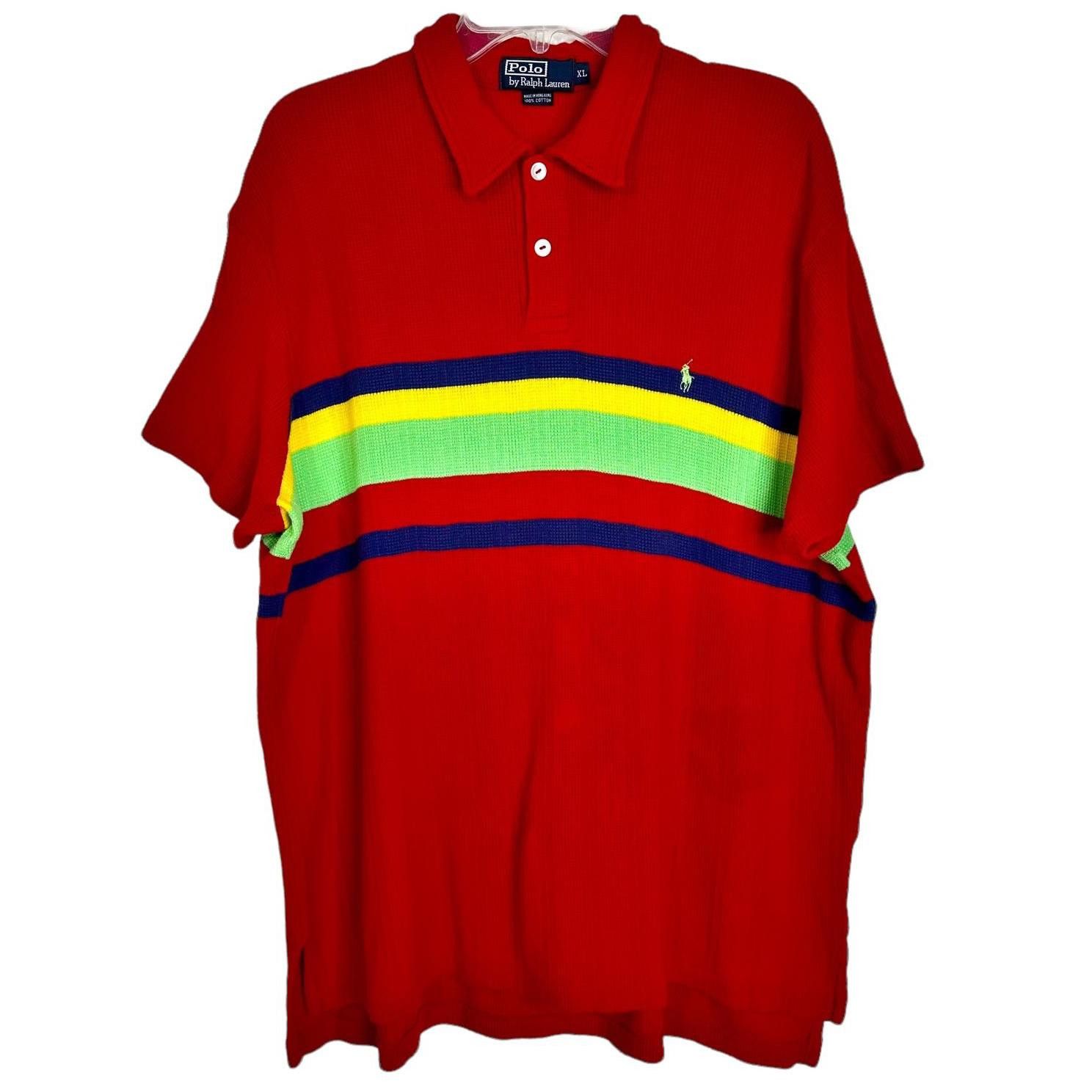 Polo Ralph Lauren Polo Ralph Lauren Colorful Waffle Knit SS Polo Shirt Mens XL Size US XL / EU 56 / 4 - 1 Thumbnail