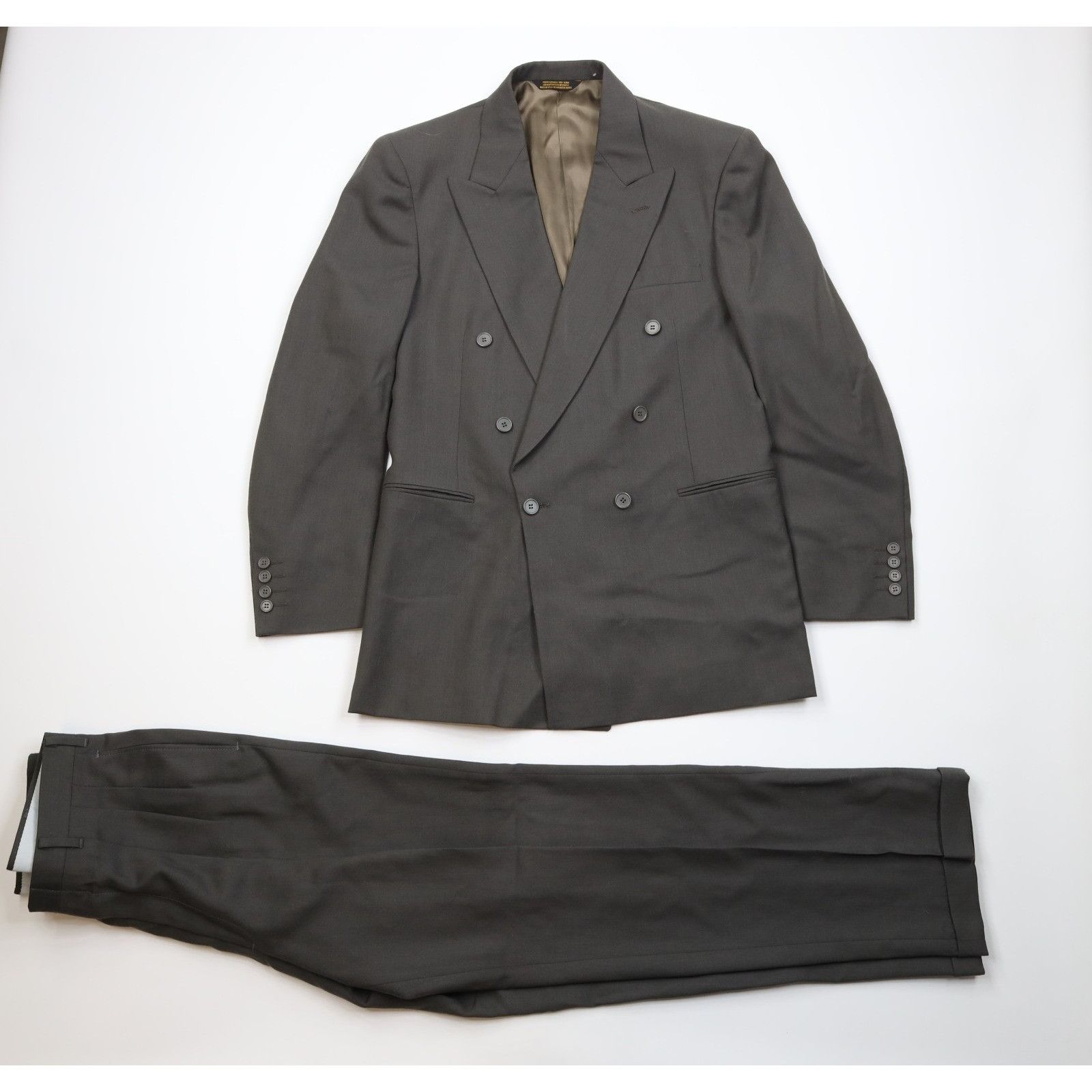 Vintage Vintage 70s 80s 2 Piece Wool Double Breasted Suit Wedding Size 44L - 1 Thumbnail