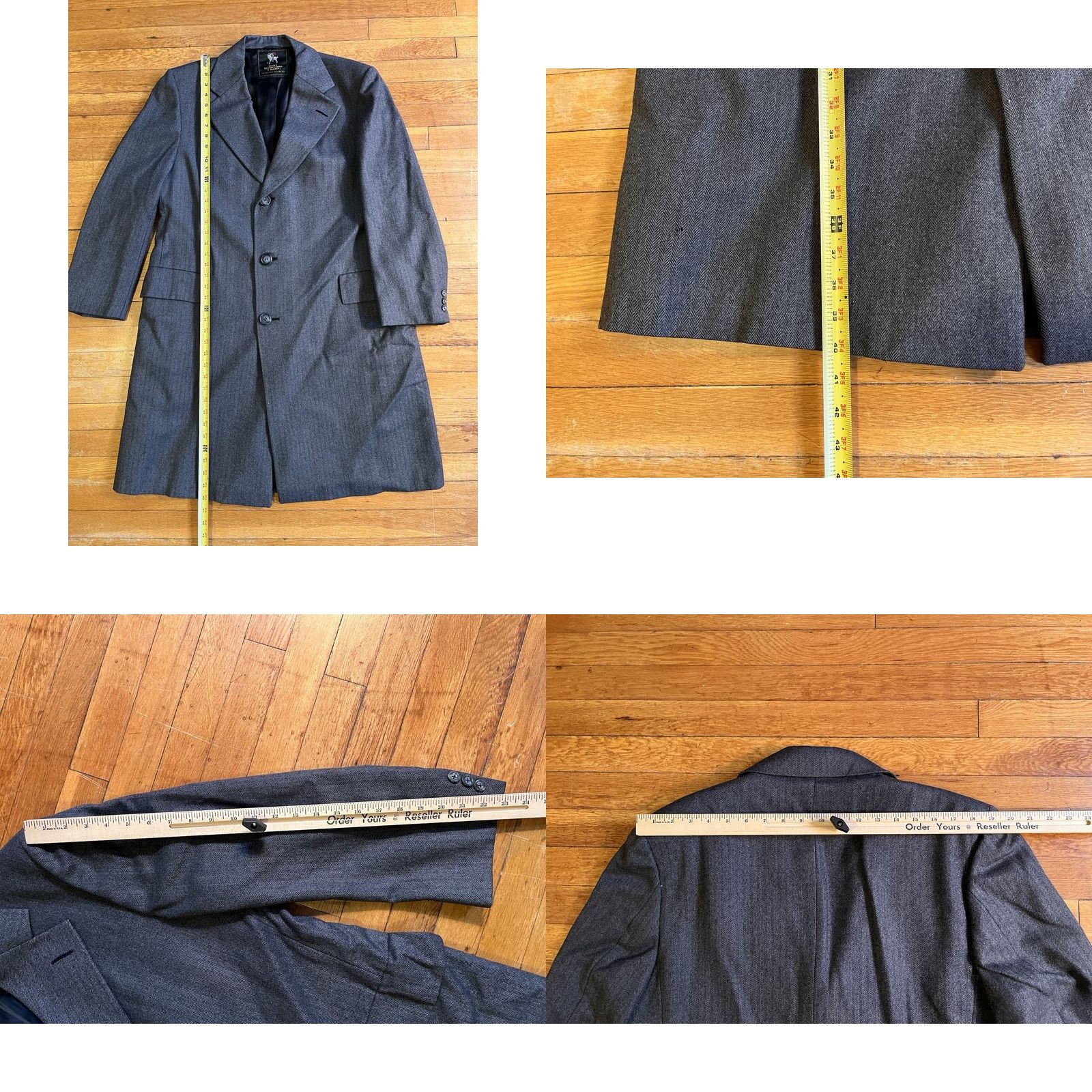 Hart Schaffner Marx VINTAGE Hart Schaffner Marx Herringbone Wool Overcoat Men’s 44 Grey Size US S / EU 44-46 / 1 - 9 Thumbnail
