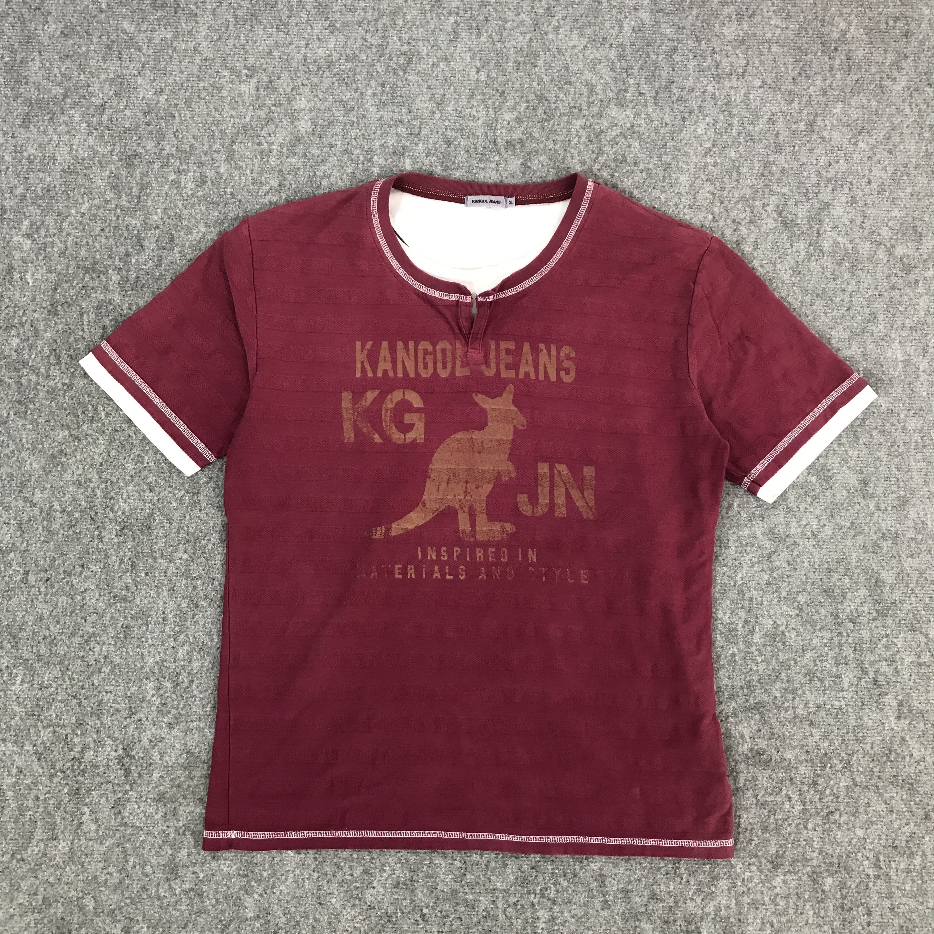 Japanese Brand × Kangol KANGOL JEANS STRIPED LOGO DESIGN DOUBLE TSHIRTS Size US XL / EU 56 / 4 - 1 Thumbnail