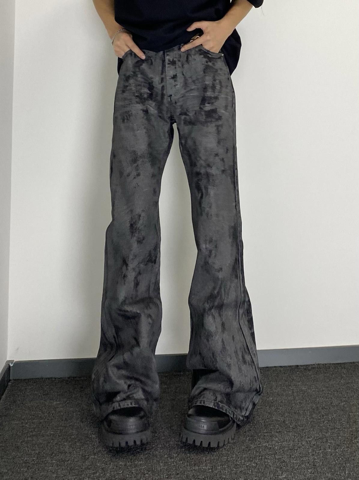 Jean Retro Flared Jeans – Waxed Shine, Brushed Wash Finish Size US 32 / EU 48 - 3 Thumbnail