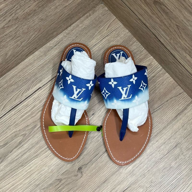 Louis Vuitton Louis Vuitton Palma Series Blue Monogram Sandals - Size US 8 / IT 38 - 3 Thumbnail