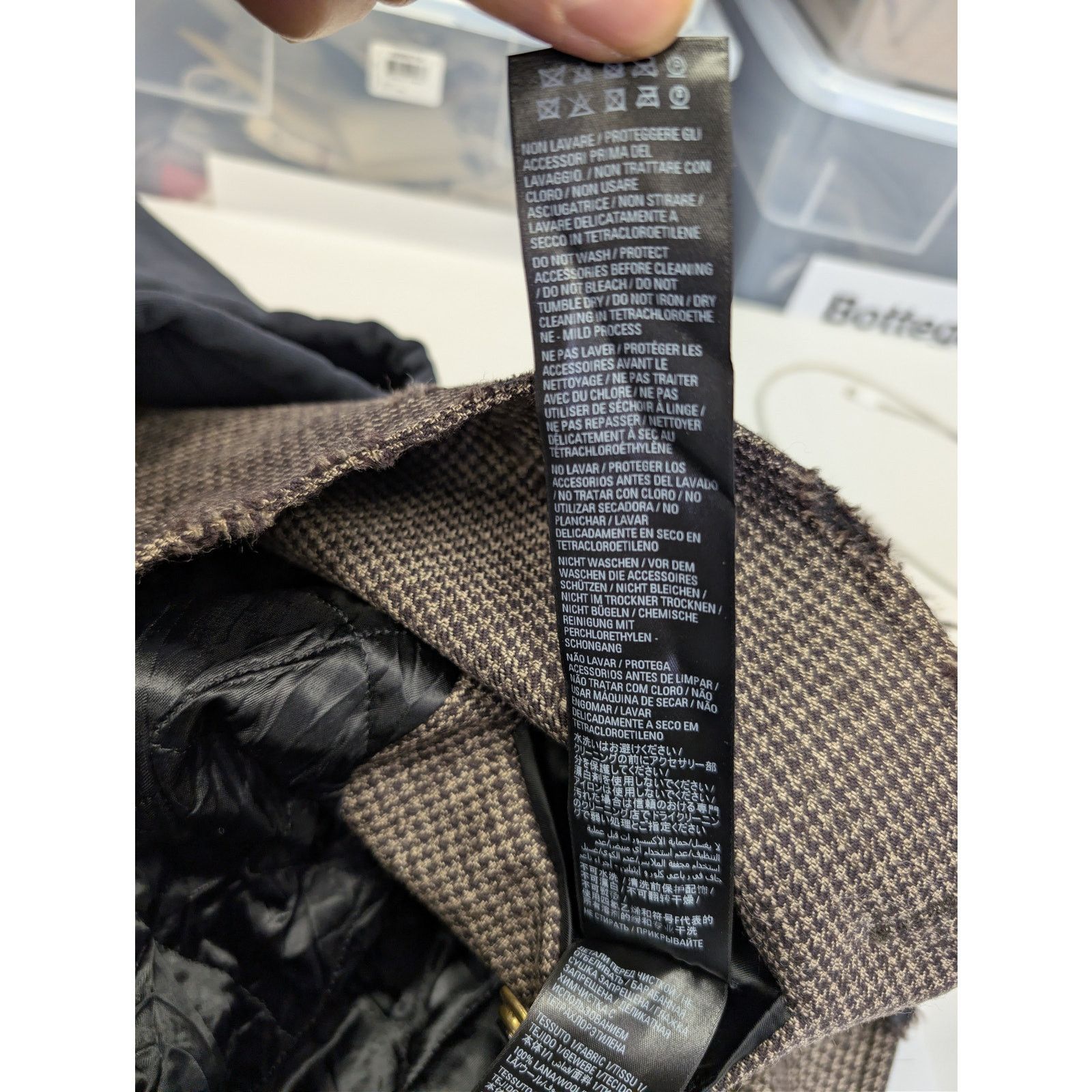 Balenciaga o1rshd1 CCRAB Heather Wool Houndstooth Coat in Coffee/Beige Size XS / US 0-2 / IT 36-38 - 19 Thumbnail