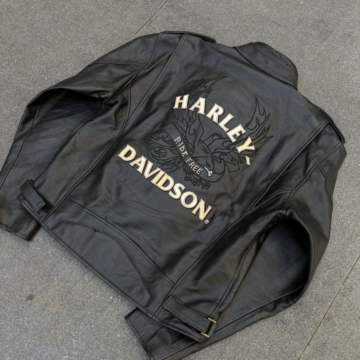 Vintage Crazy Harley Davidson Biker Leather Jacket
