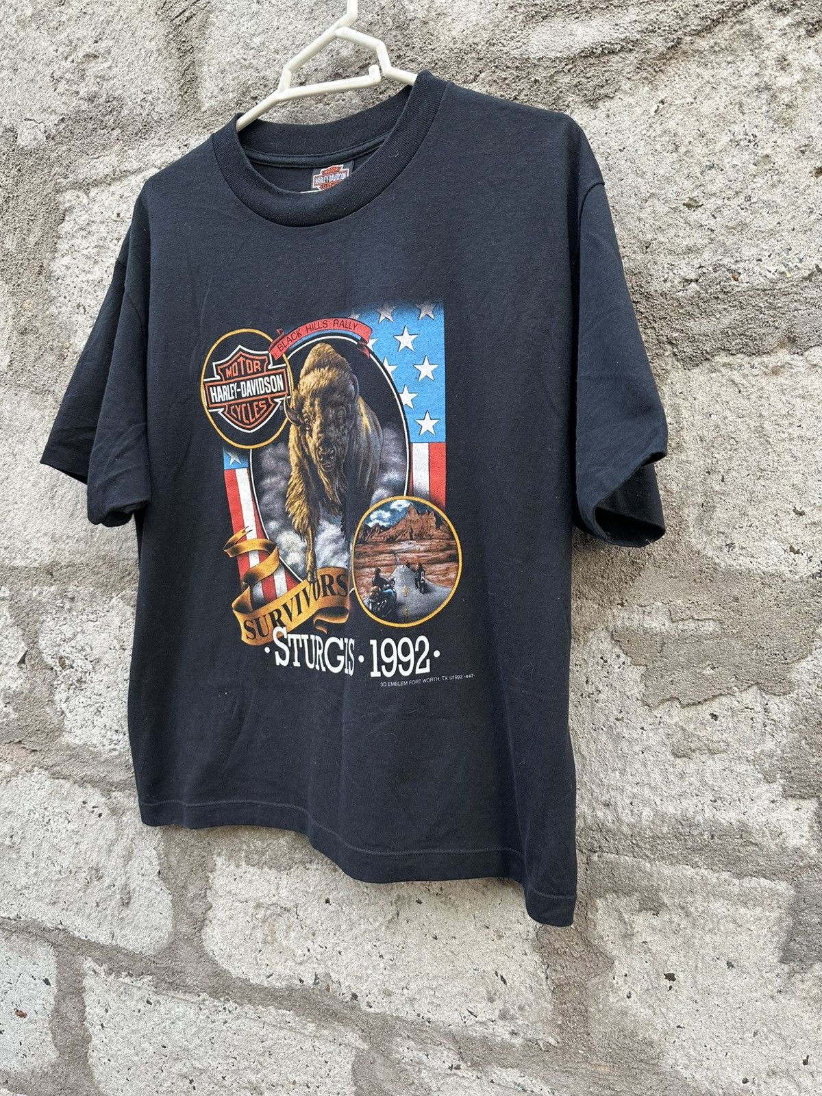 Harley Davidson × Vintage 1992 vintage 3D emblem Harley Davidson Sturgis Black Hills Rally Tee Size US XL / EU 56 / 4 - 2 Thumbnail