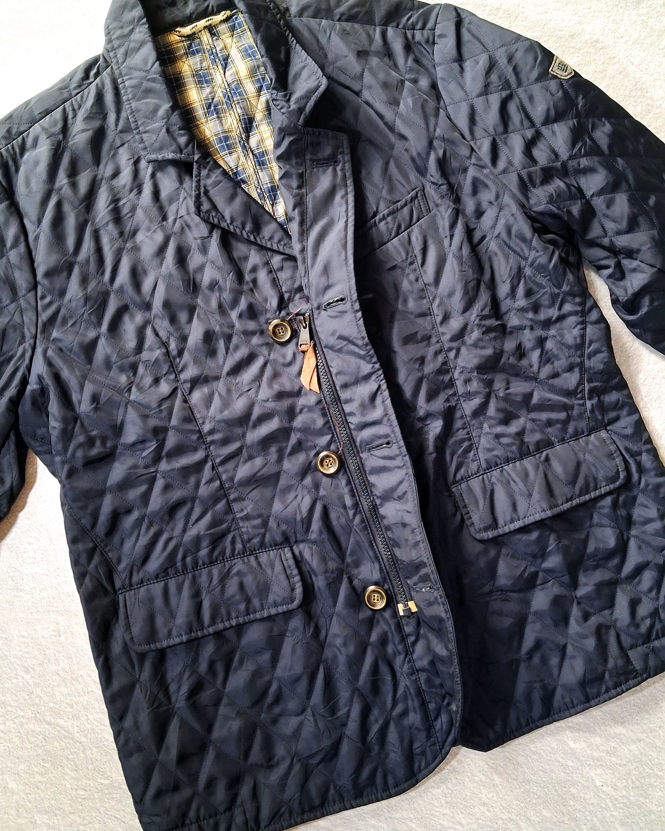 Vintage SERGE BLACO QUILTED JACKET WITH BROWN SUEDE ELBOW PATCHES Size US XL / EU 56 / 4 - 5 Thumbnail