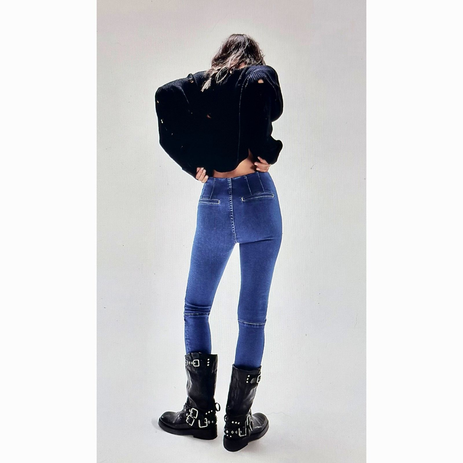 Free People Free People Bella Moto High-Rise Skinny Jeans Light Blue 28 Size 28" / US 6 / IT 42 - 9 Thumbnail