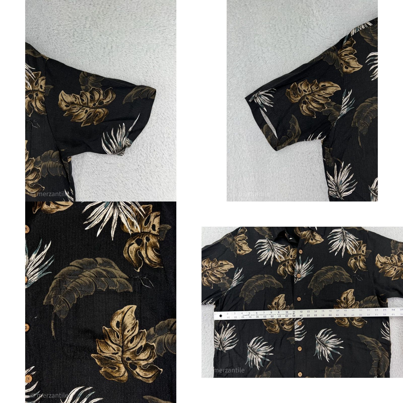 Vintage Caribbean Men Shirt Large Black Palm Leaf Print Button-Up Hawaiian 100% Rayon Vintage No Size US L / EU 52-54 / 3 - 8 Thumbnail
