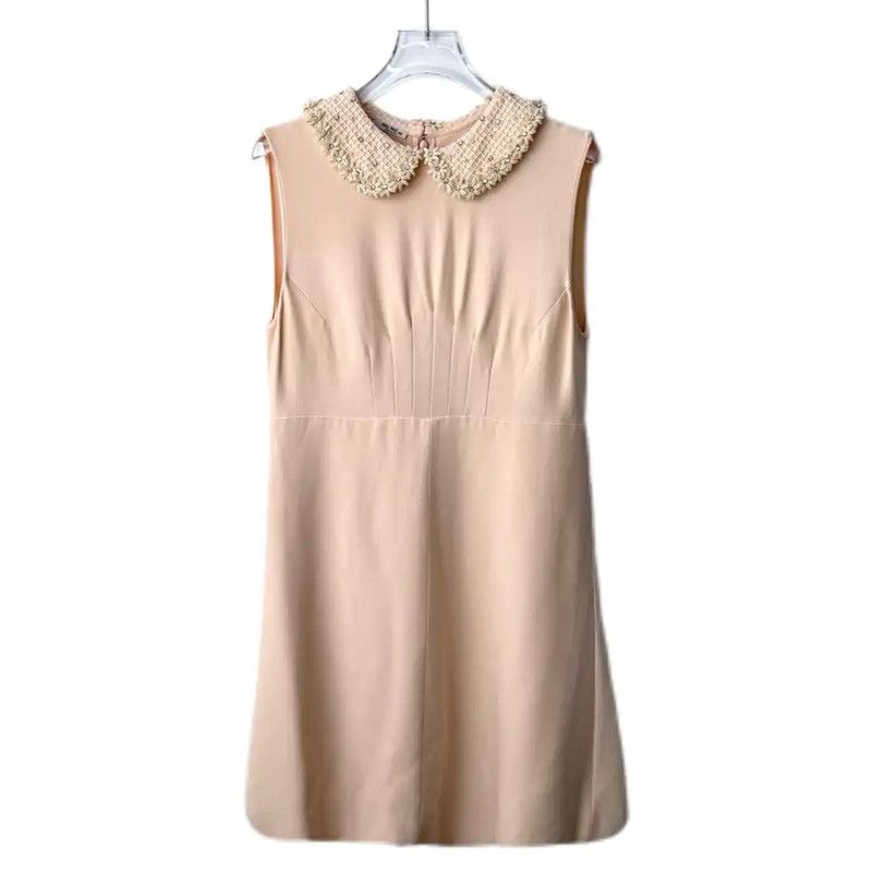 Miu Miu Miu Miu Khaki Cotton Blend Dress for Women 0089 Size L / US 10 / IT 46 - 1 Thumbnail