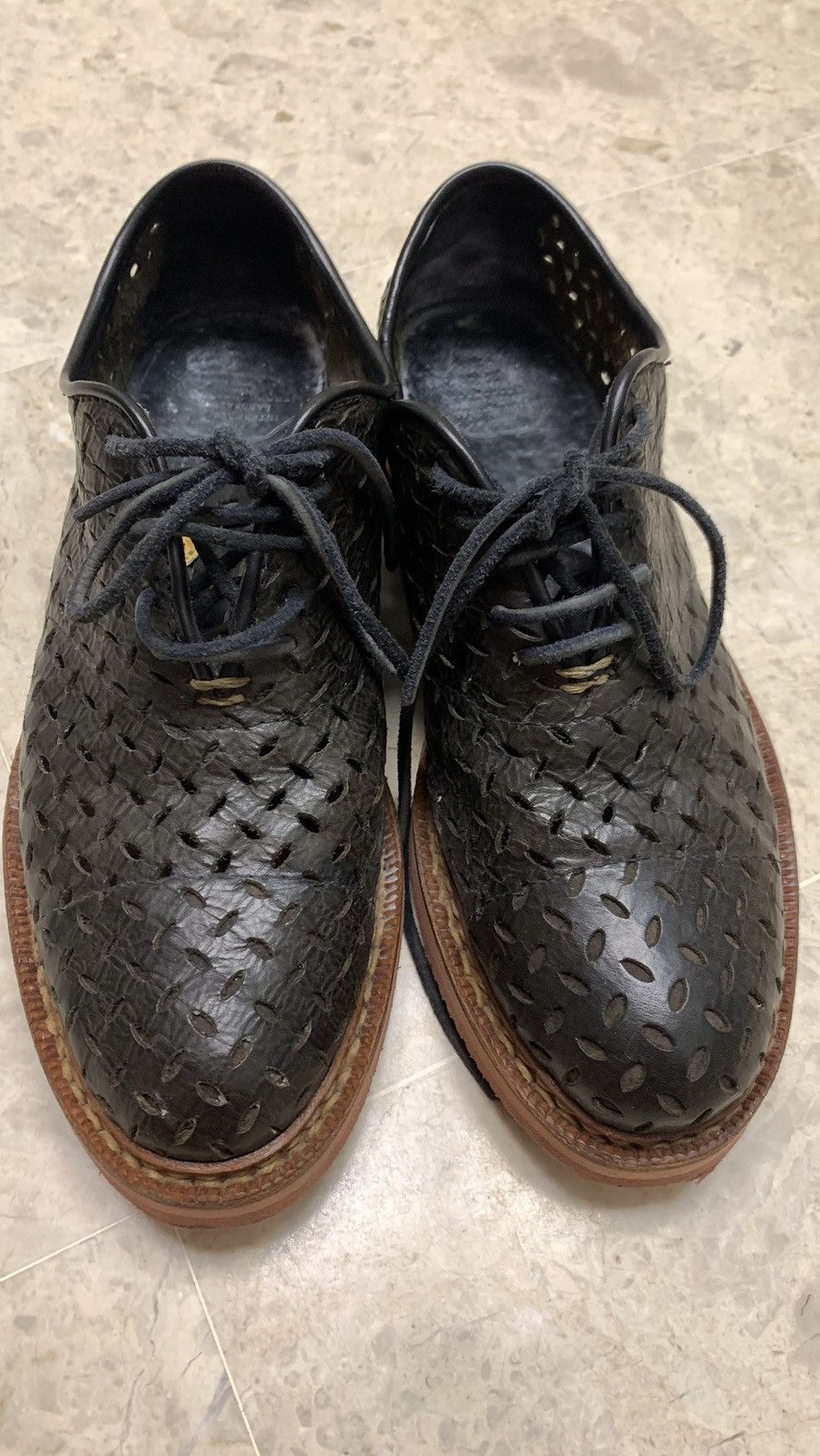 Visvim Visvim patrician perforated folk derby shoes | Grailed