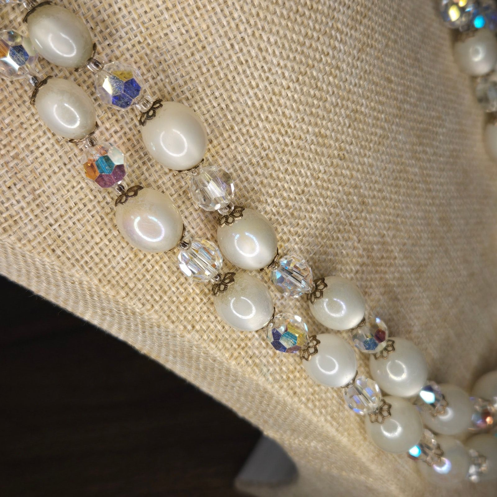 Marella Vintage Marvella Moonglow & Crystal Double Strand Necklace Size ONE SIZE - 12 Thumbnail