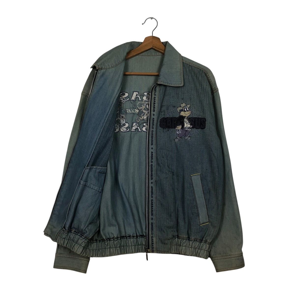 Japanese Brand 📌Vintage Denim Jacket Cartoon Big Logo Angelo Garbasus Size US M / EU 48-50 / 2 - 12 Thumbnail
