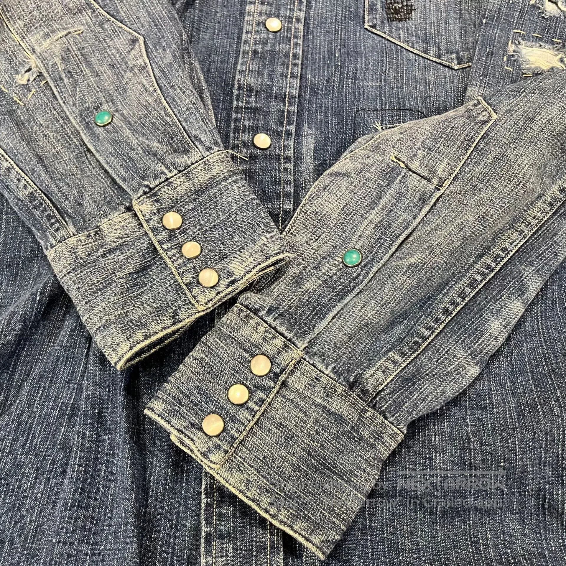 RRL Ralph Lauren Vintage RRL Distressed Denim Western Shirt. Size US M / EU 48-50 / 2 - 9 Thumbnail
