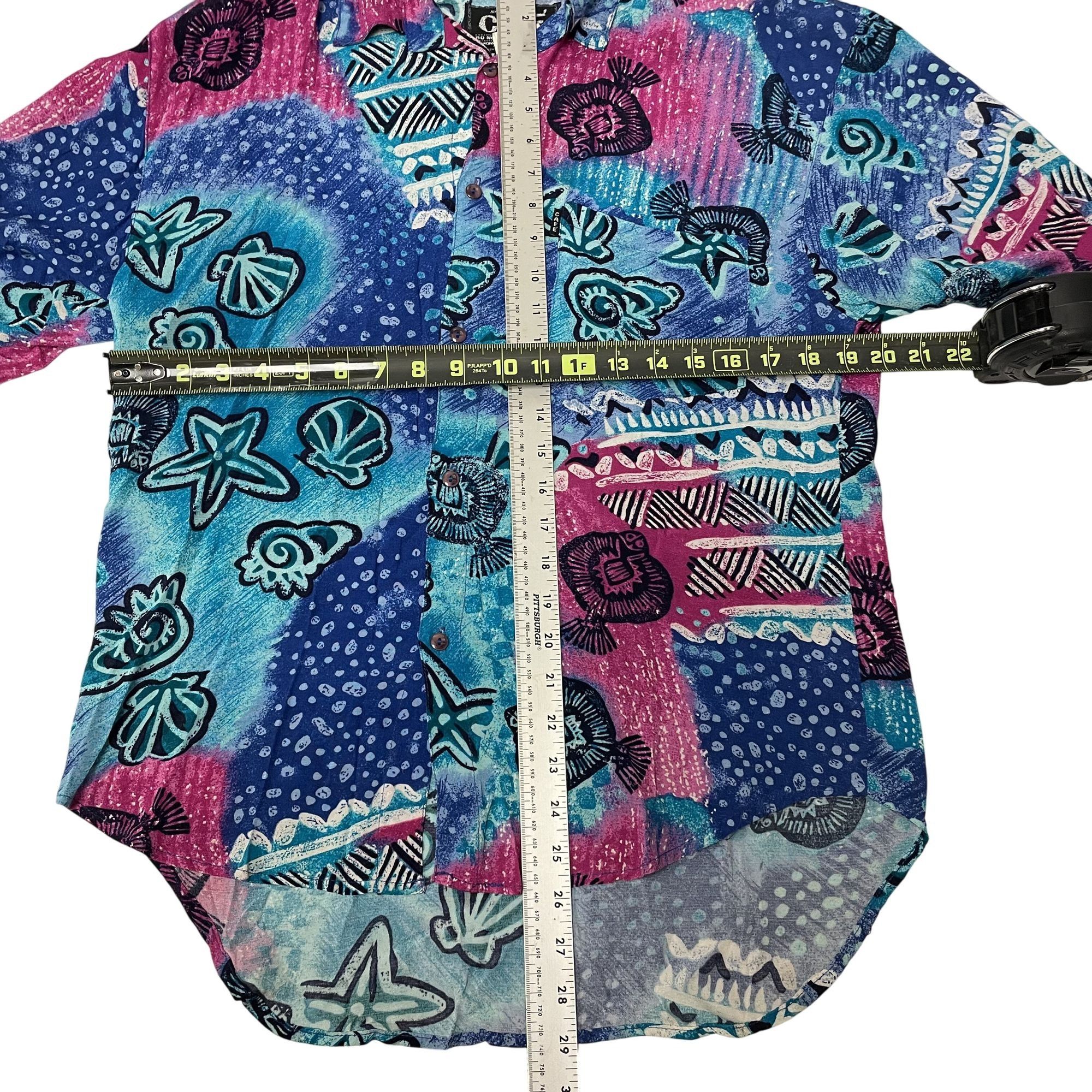Other Vtg Cafe Blue SEASHELL Ocean Tropical Hawaiian Shirt Size US M / EU 48-50 / 2 - 6 Thumbnail