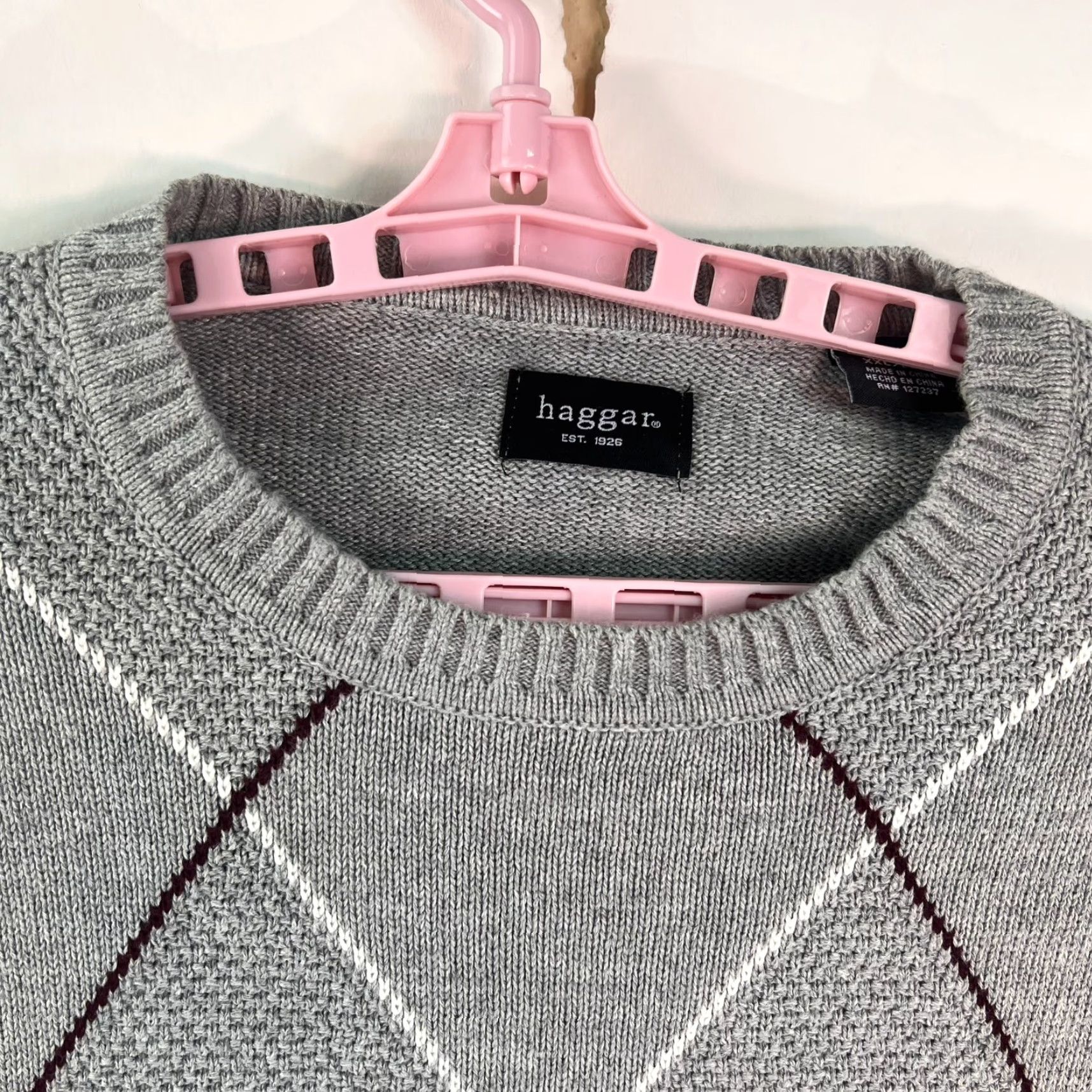 Haggar Haggar Geometric Sweater Men XXL Gray Cotton Long Sleeve Pullover 90s Size US XXL / EU 58 / 5 - 3 Thumbnail