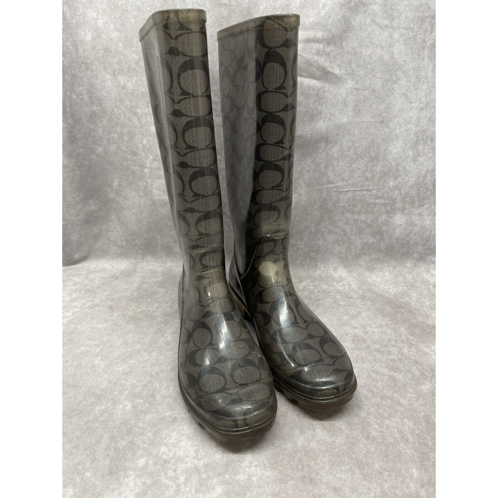 Coach Coach Pixie Signature Rubber Rain Boots Size 7 Black Gray Size US 7 / IT 37 - 3 Thumbnail