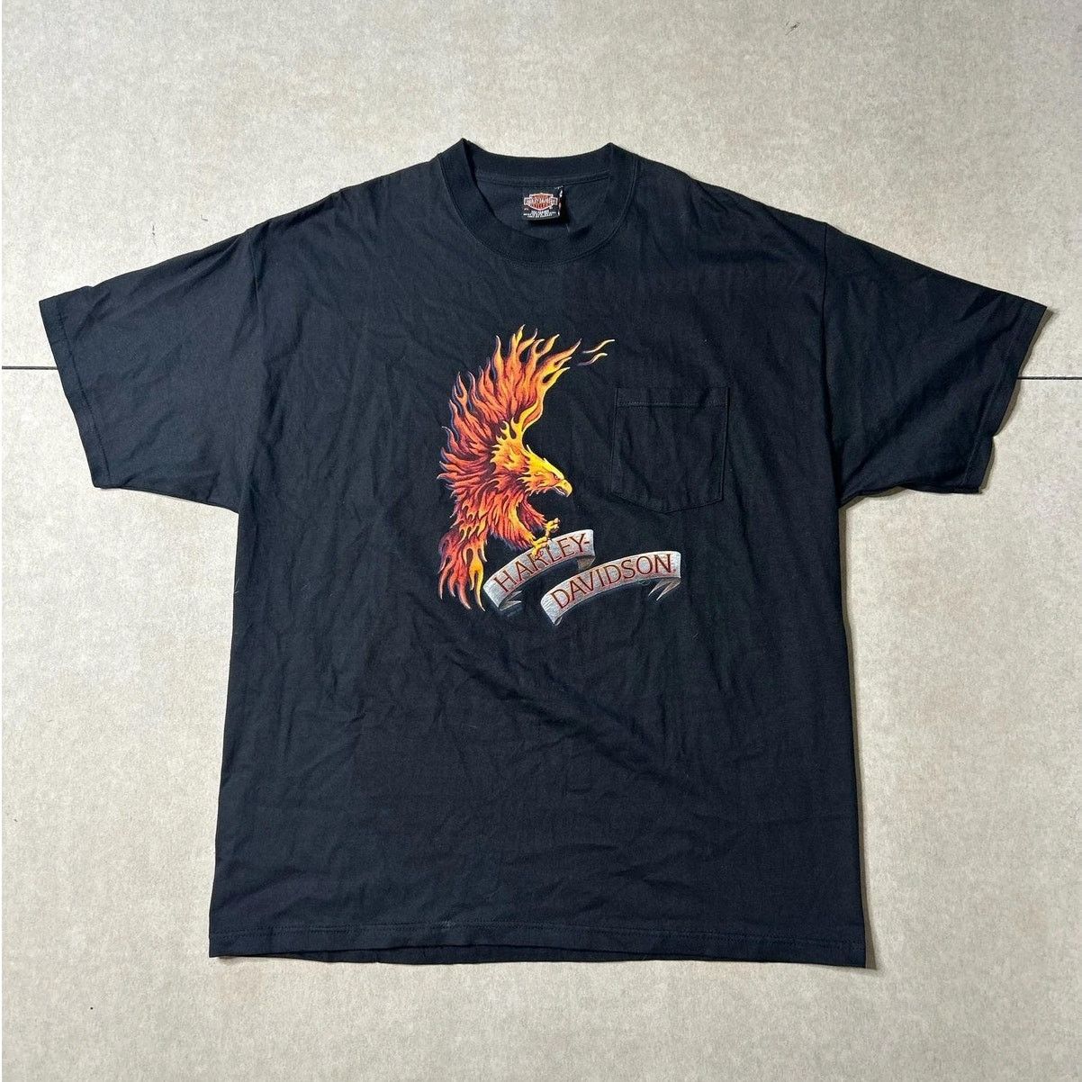 Harley Davidson Vintage Harley Davidson Flaming Eagle Black Pocket Tee -XL Size US XL / EU 56 / 4 - 1 Thumbnail