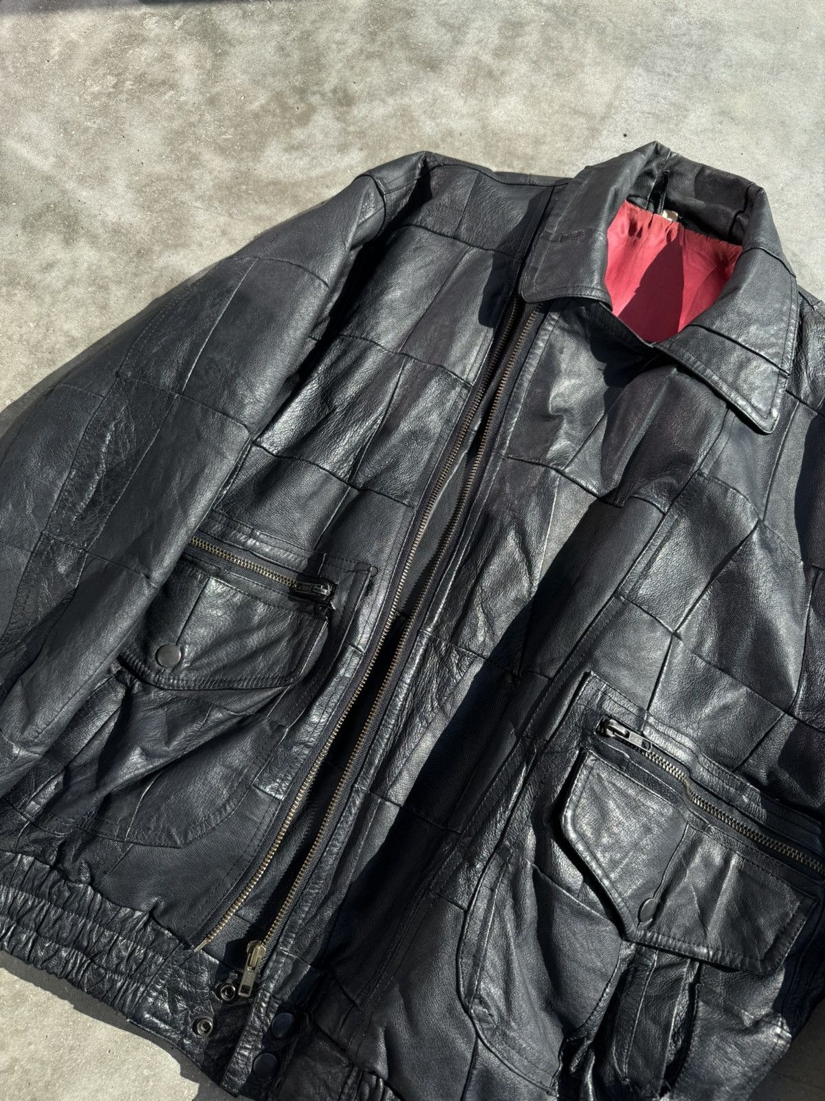Vintage *VINTAGE* Leather bomber biker Jacket Size US L / EU 52-54 / 3 - 4 Thumbnail