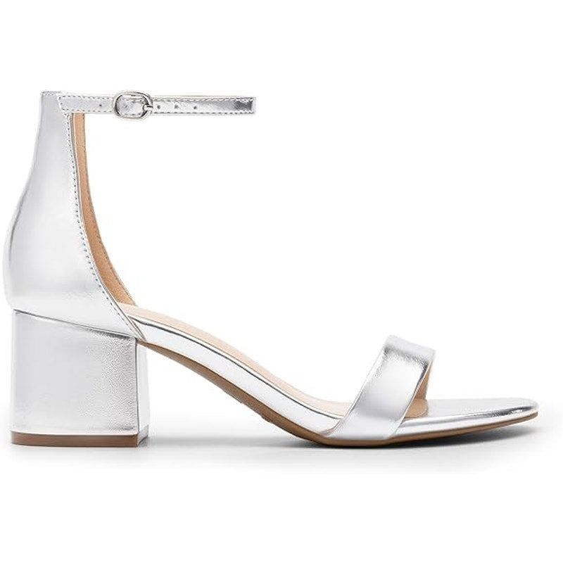 Other Dream Pairs Womens 8.5 Silver Block Heel Ankle Strap Sandals Size US 8.5 / IT 38.5 - 2 Thumbnail
