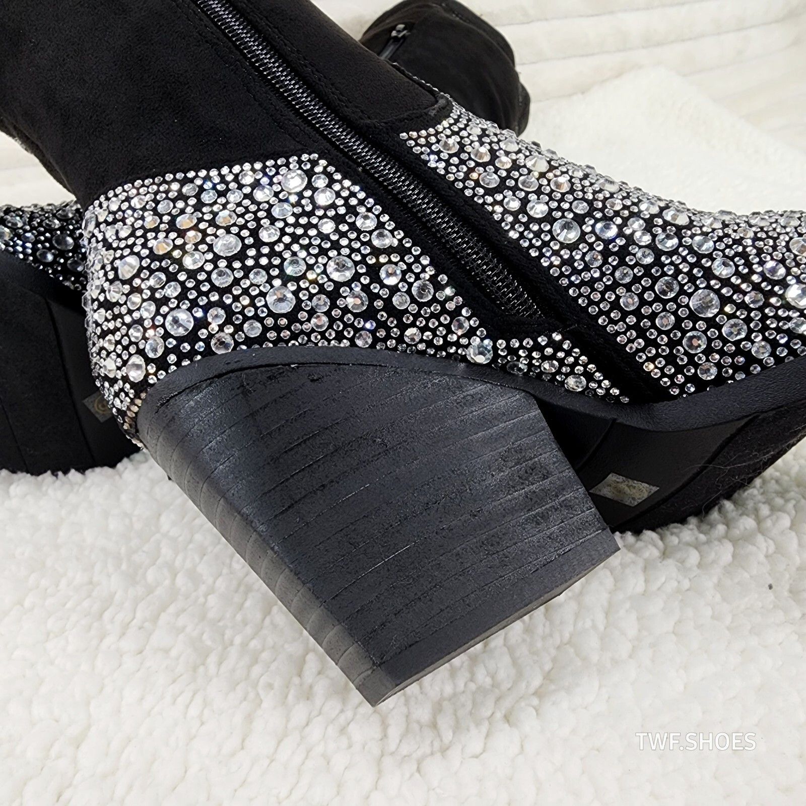 Other Murrey Black FX Suede With Rhinestones Glamour Western Cowgi Size US 10 / IT 40 - 8 Thumbnail