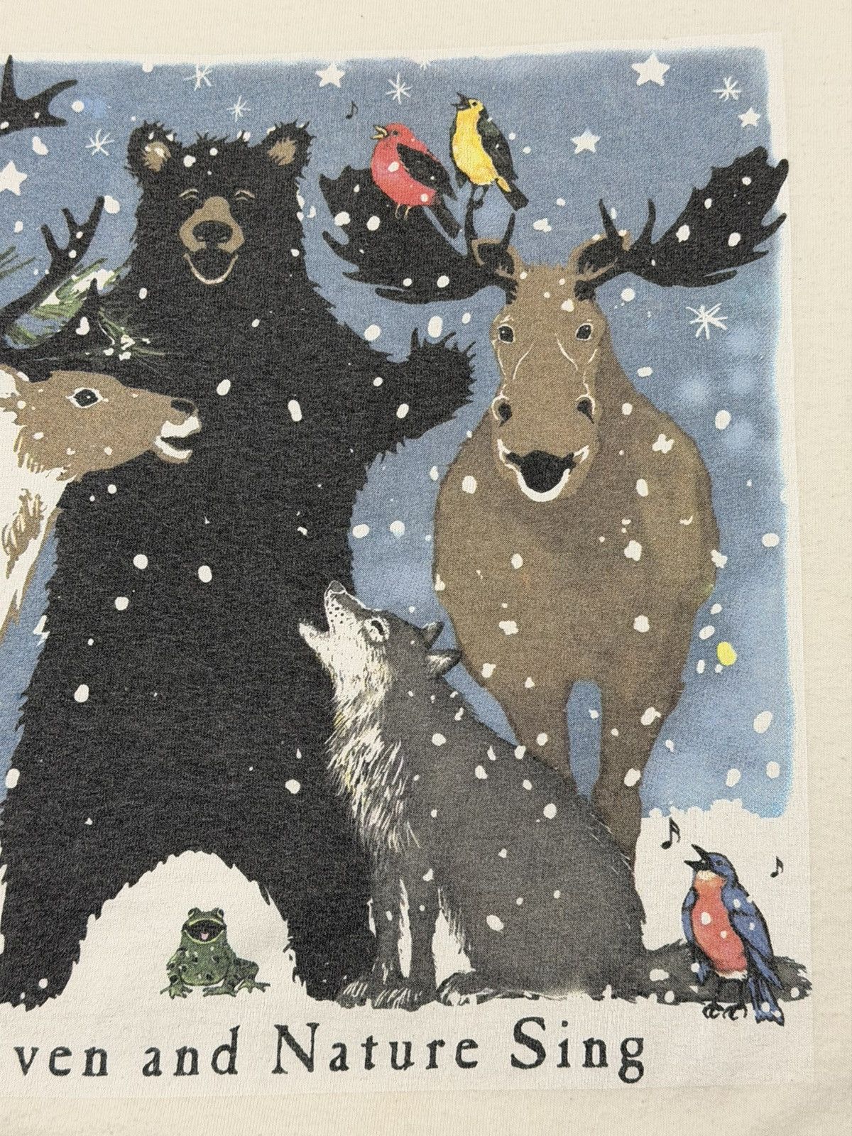 Vintage 90s Bear Moose Deer Heaven & Nature Sing Christmas Tee XL Size US XL / EU 56 / 4 - 6 Thumbnail