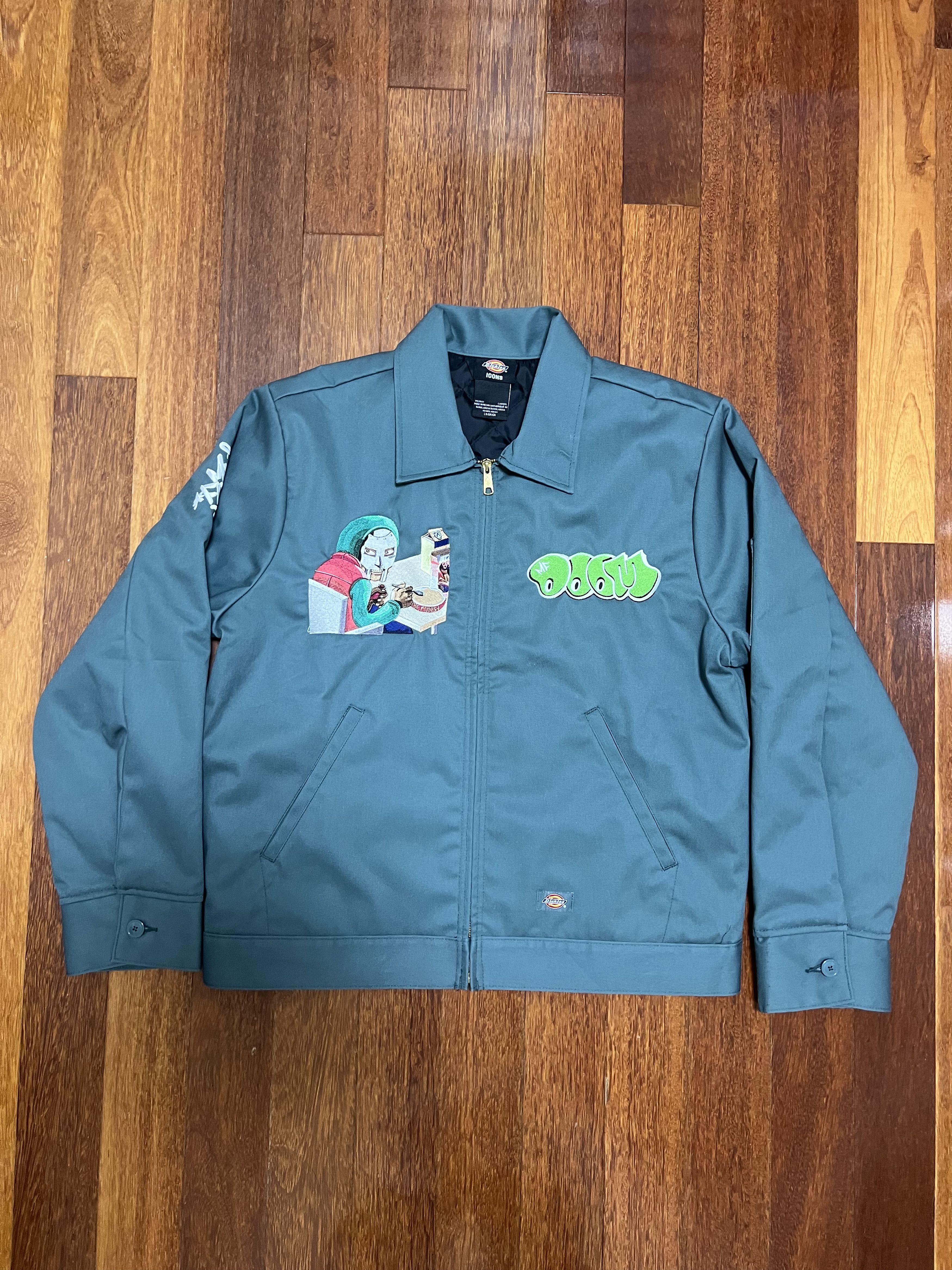 Dickies × MF Doom 💚 MF DOOM Embroidered Mm.. Food Green Workwear Jacket Large Size US L / EU 52-54 / 3 - 3 Thumbnail