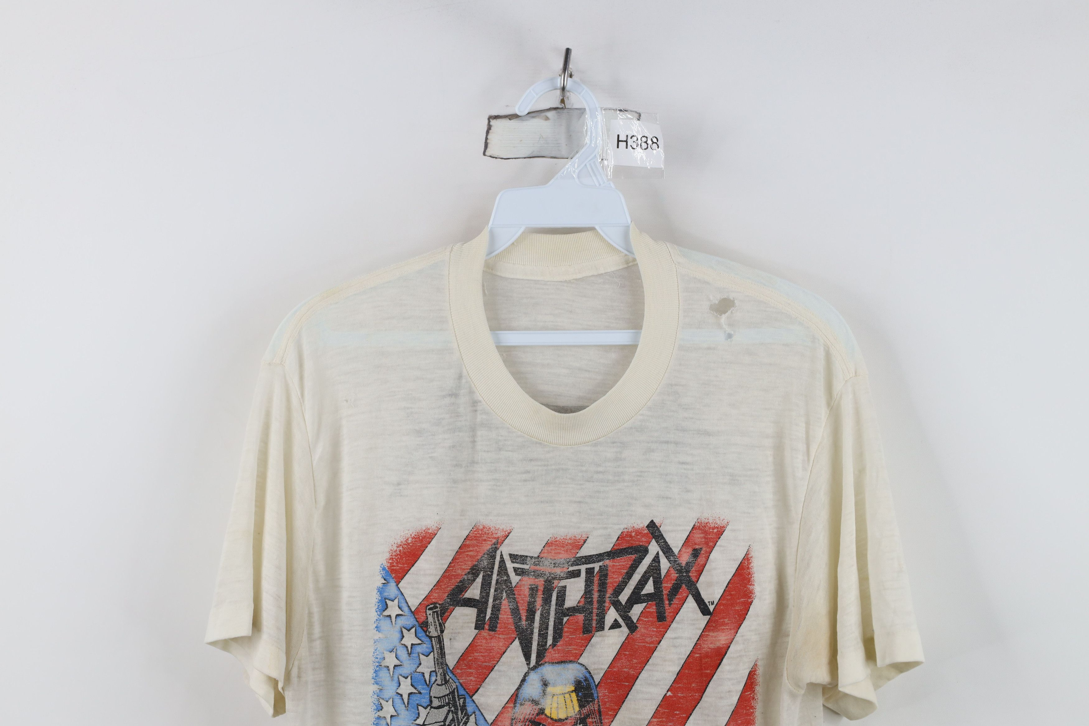 Vintage Vintage 80s Thin I Am The Law Anthrax Band T-Shirt White USA Size US S / EU 44-46 / 1 - 2 Thumbnail