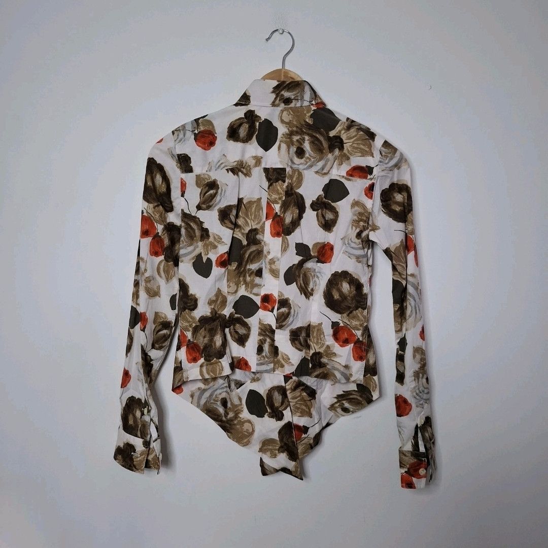 Dolce & Gabbana DOLCE & GABBANA Beige Floral Roses Buttoned Shirt Size XS / US 0-2 / IT 36-38 - 3 Thumbnail