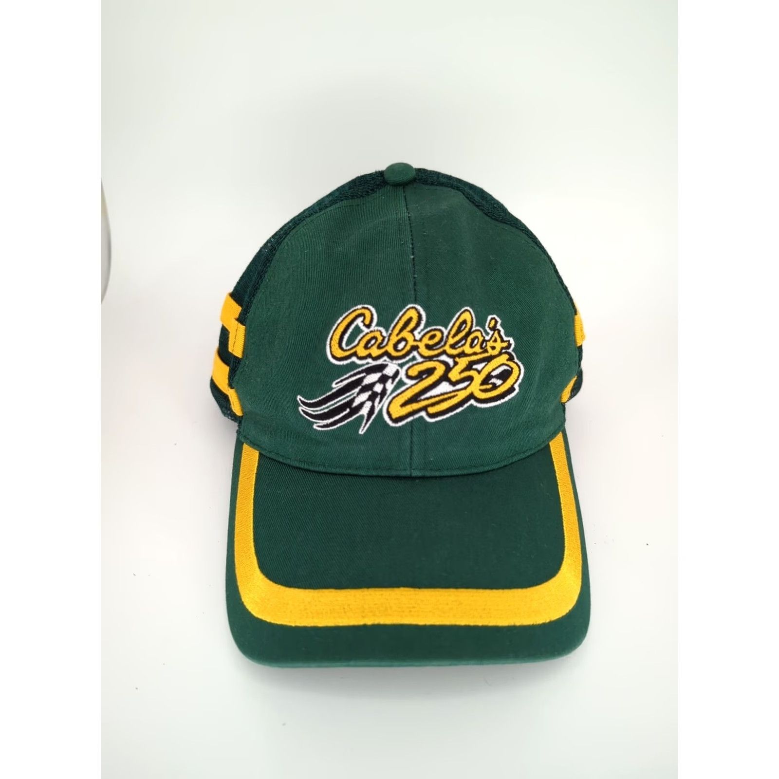 Vintage VINTAGE Cabela's 250 Embroidered Racing Snapback Hat Green Yellow Cap/Trucker Style Mens Adjustable Baseball Cap Size ONE SIZE - 2 Thumbnail