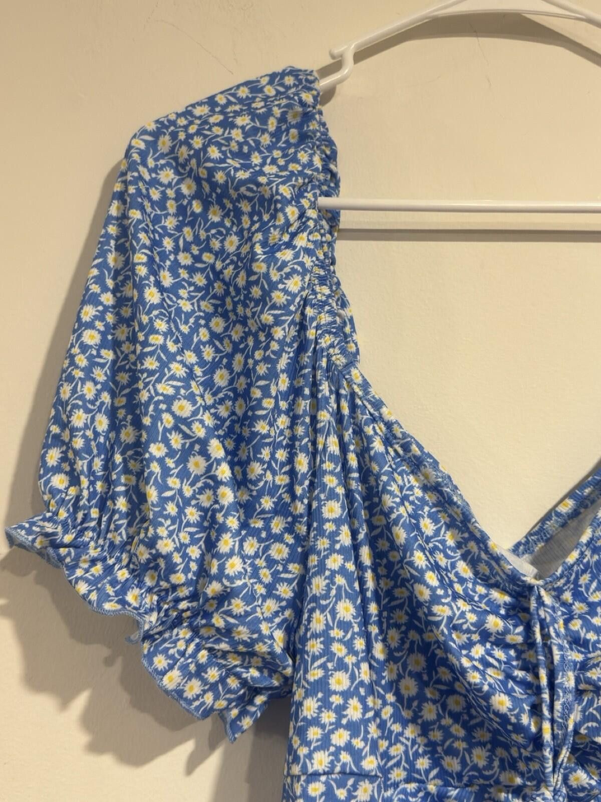 Other Ditsy Sweetheart Neck Puff Slve Tie Front Ruched Bodycon Drs Size XL / US 12-14 / IT 48-50 - 7 Thumbnail