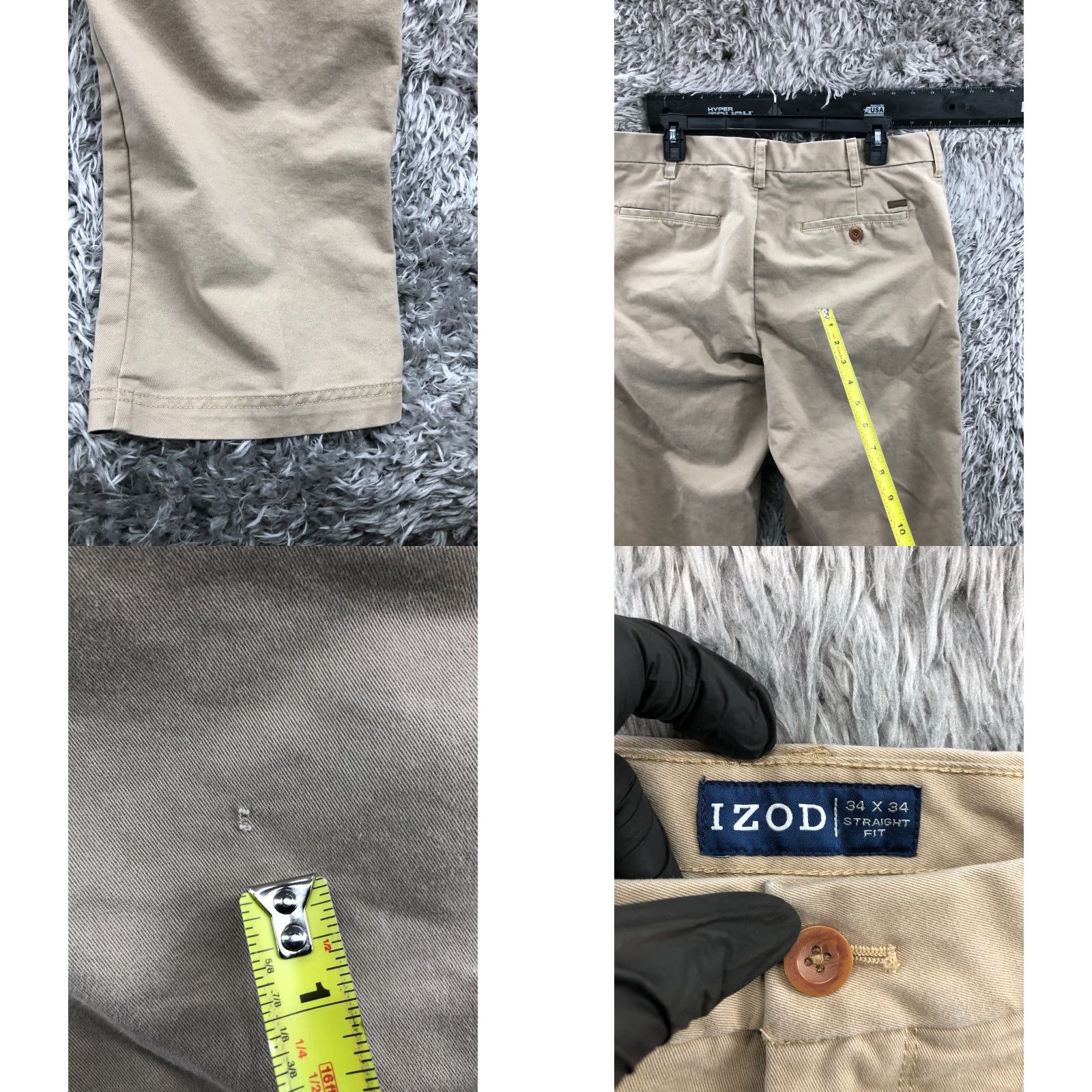 Izod Izod Chino Pants Mens Size 34x34 Beige Straight Rise Mid 34 Inseam 5-Pocket Solid Zipper Button Logo Regular Knit Polyester Blend Front Flat Front Size US 34 / EU 50 - 8 Thumbnail