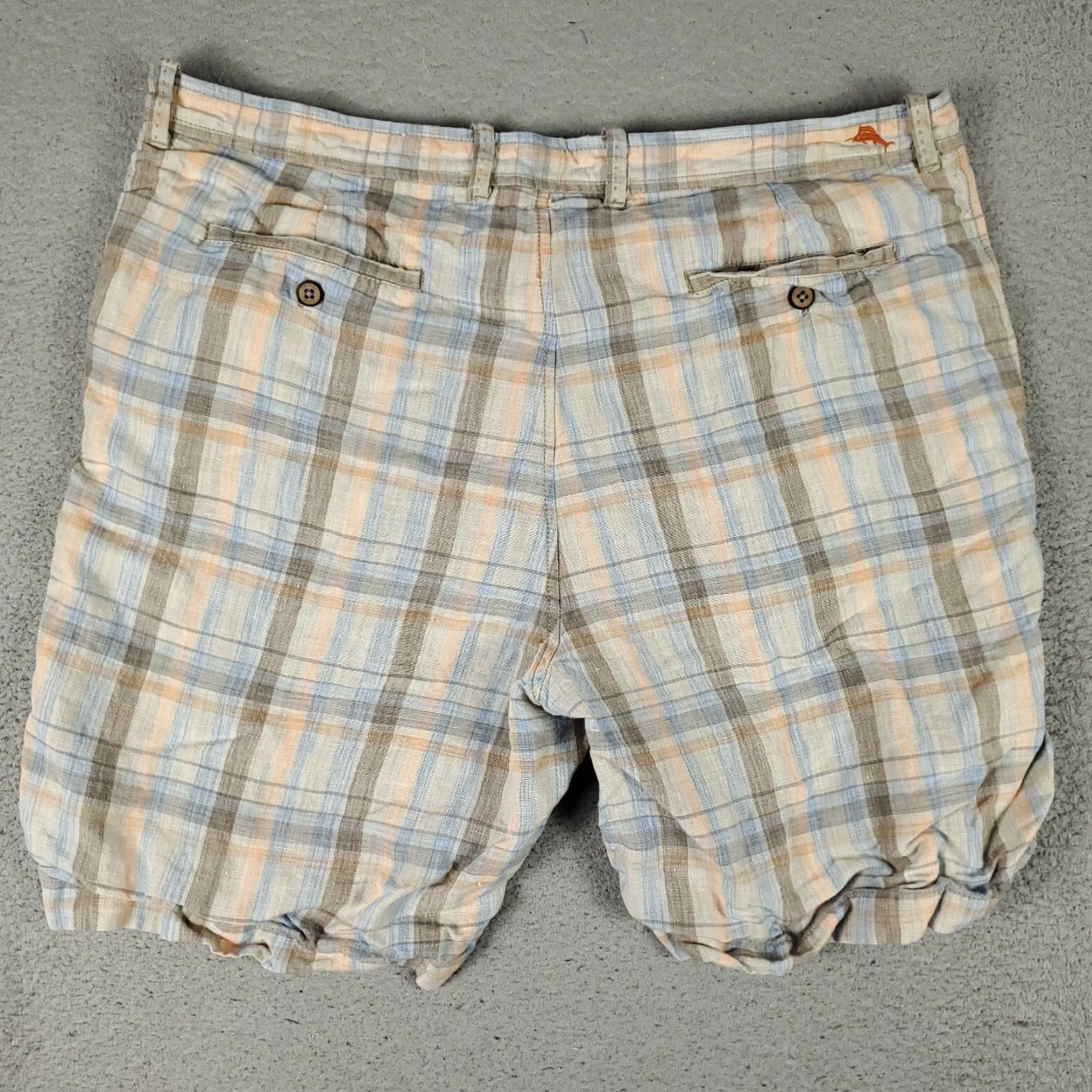 Tommy Bahama VINTAGE Tommy Bahama Men's Shorts Size 38 Linen Plaid Flat Front Casual Chino Blue Size US 38 / EU 54 - 7 Thumbnail