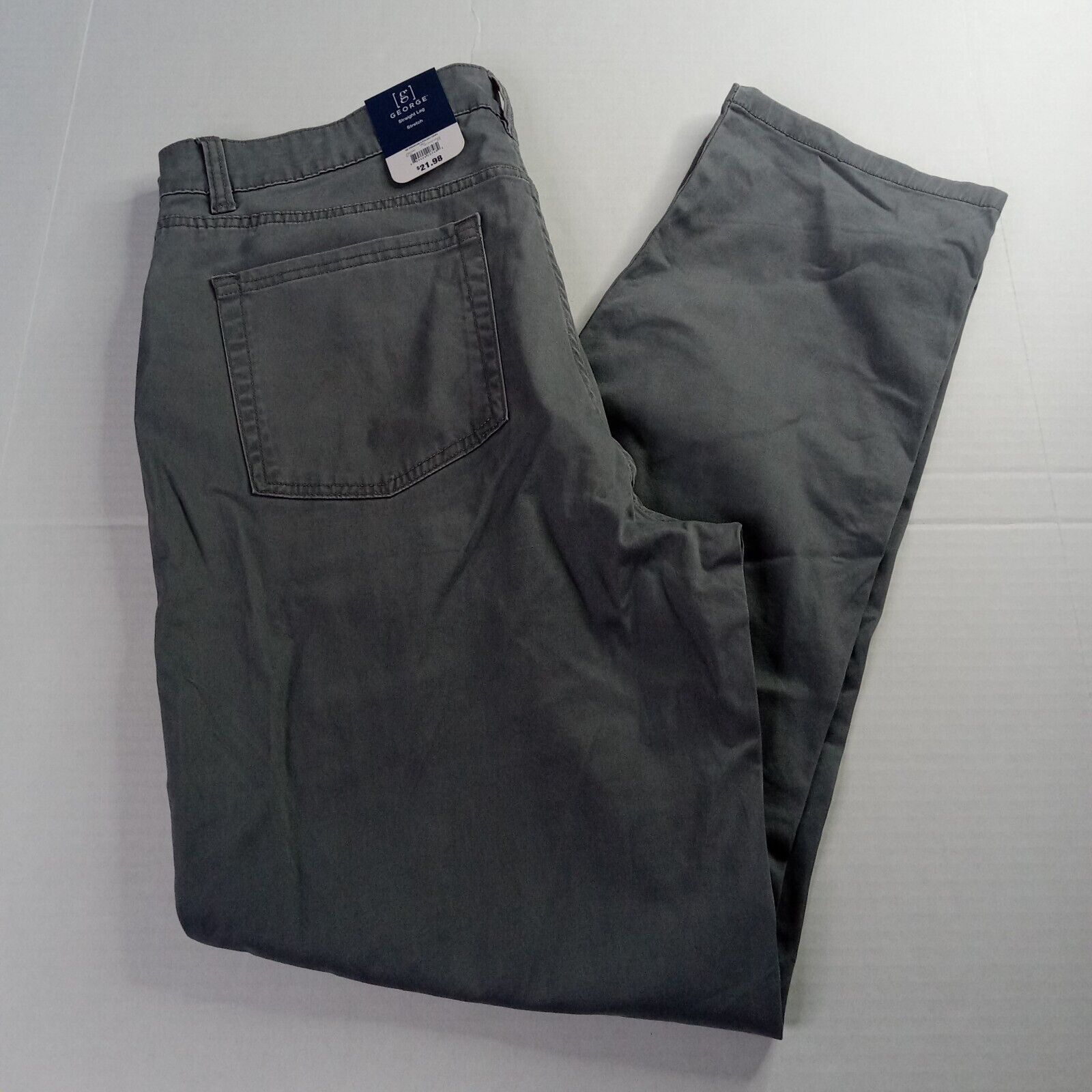 George George Chino Pants Mens Size 36x32 Gray Straight Leg Stretch Size US 36 / EU 52 - 1 Thumbnail