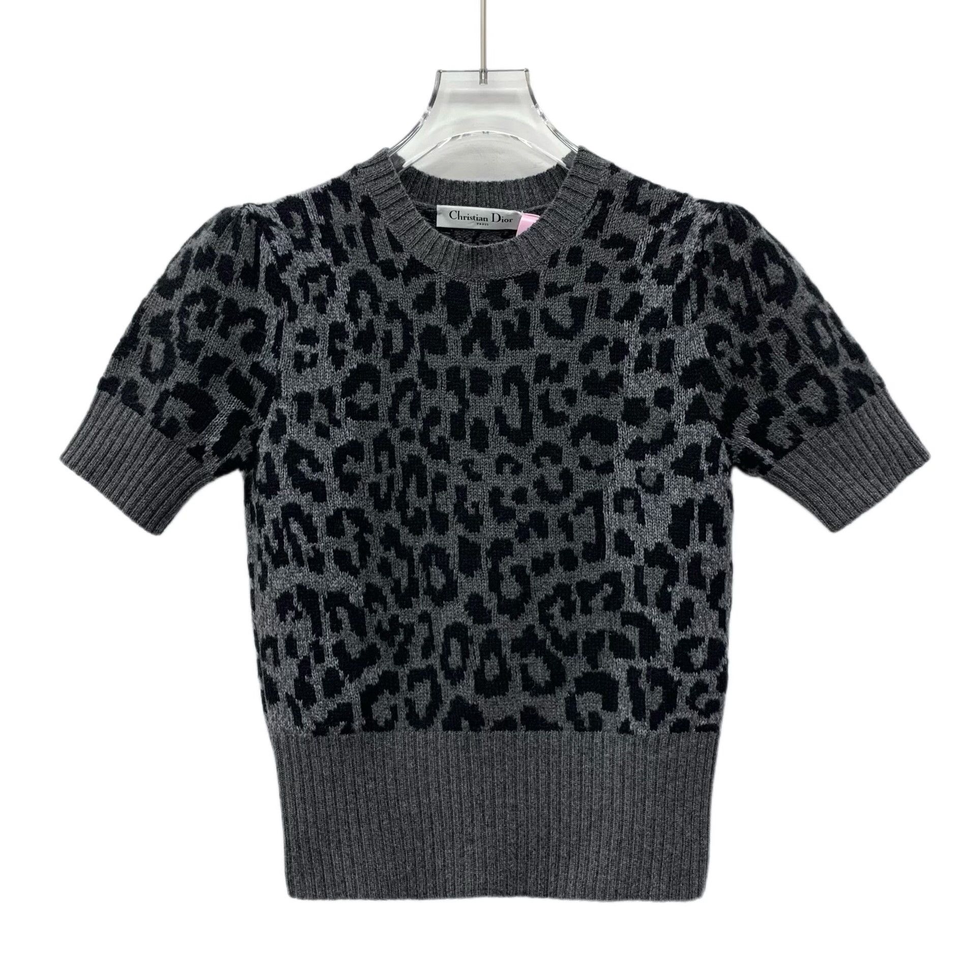 Dior christian dior gray leopard print short sleeve knit Size US XXS / EU 40 - 1 Thumbnail