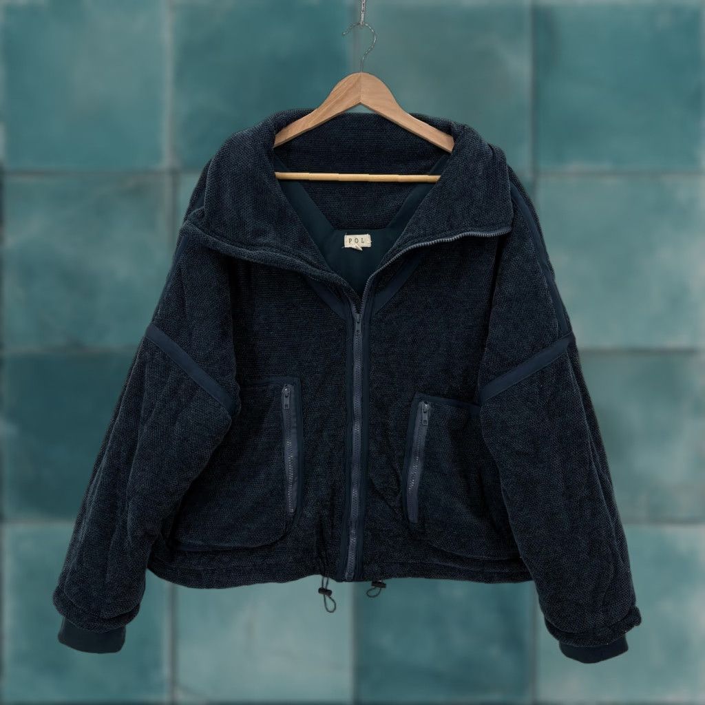 Vintage POL Fleece Jacket Womens L Blue Full Zip Collared Pocket Boho Oversized Size L / US 10 / IT 46 - 1 Thumbnail