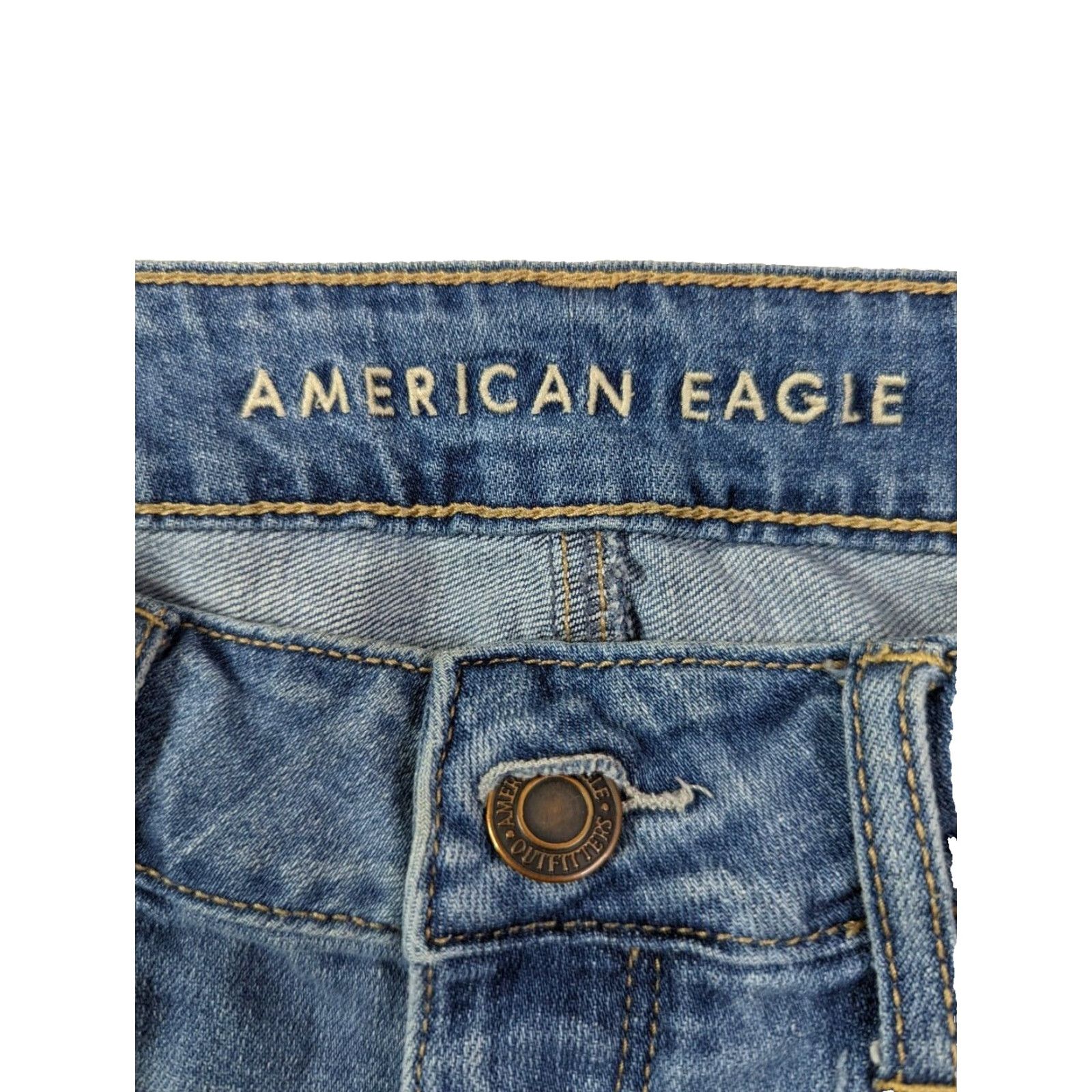 American Eagle Outfitters VINTAGE AMERICAN EAGLE Women's Jeans Blue Denim Distressed Button Fly TomGirl M3J Size 27" / US 4 / IT 40 - 3 Thumbnail