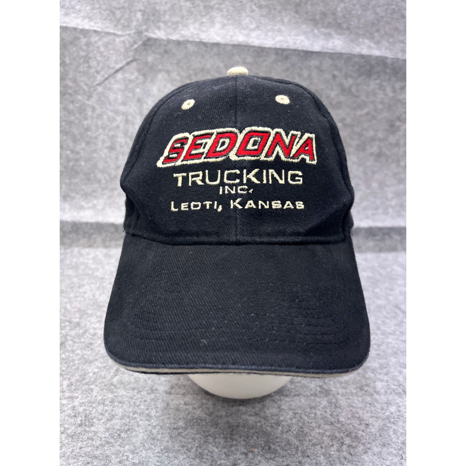 Vintage Otto Hat Cap Strap Back Adult One Size Black 100% Cotton Sedona Trucking Kansas Size ONE SIZE - 2 Thumbnail