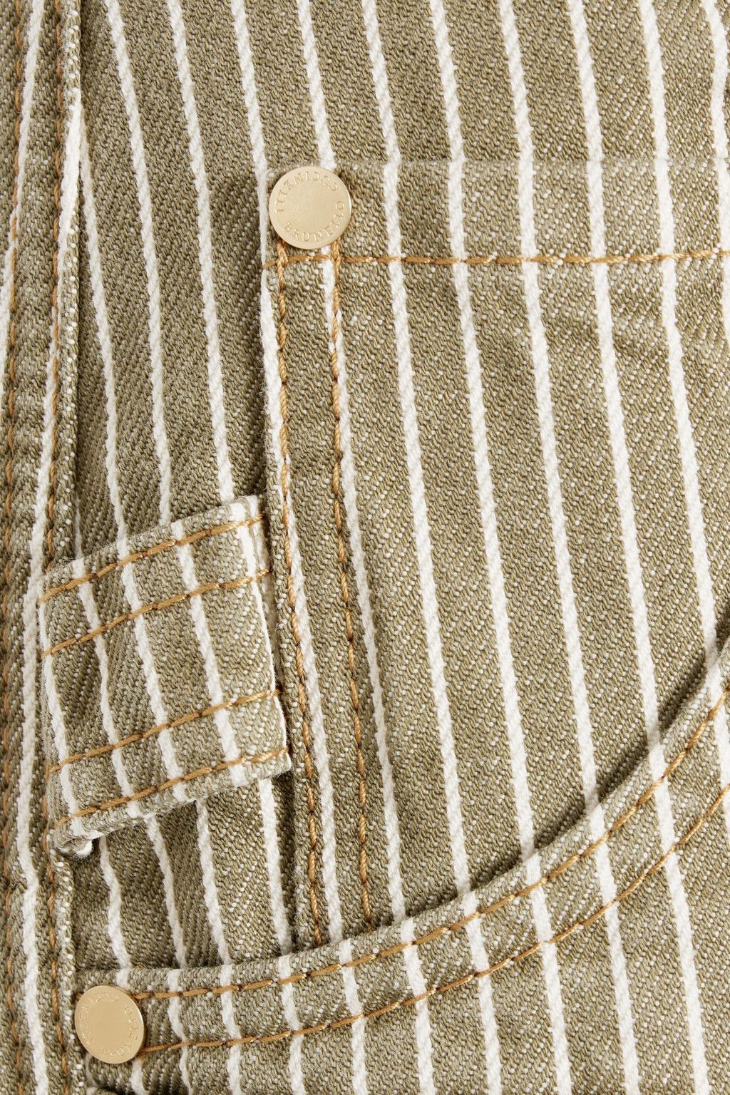 Brunello Cucinelli o1y0725 Striped Denim Pant in Military Green/White Size 25" / US 0 / IT 36 - 4 Thumbnail