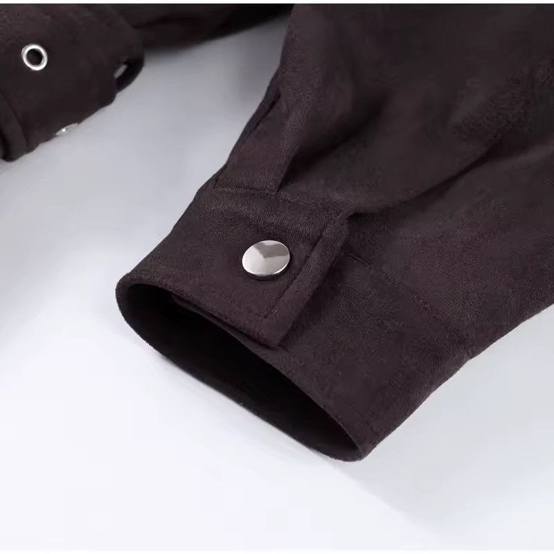 Other Retro Style Suede Zipper Brown Y2k Casual Jacket Size M / US 6-8 / IT 42-44 - 6 Thumbnail
