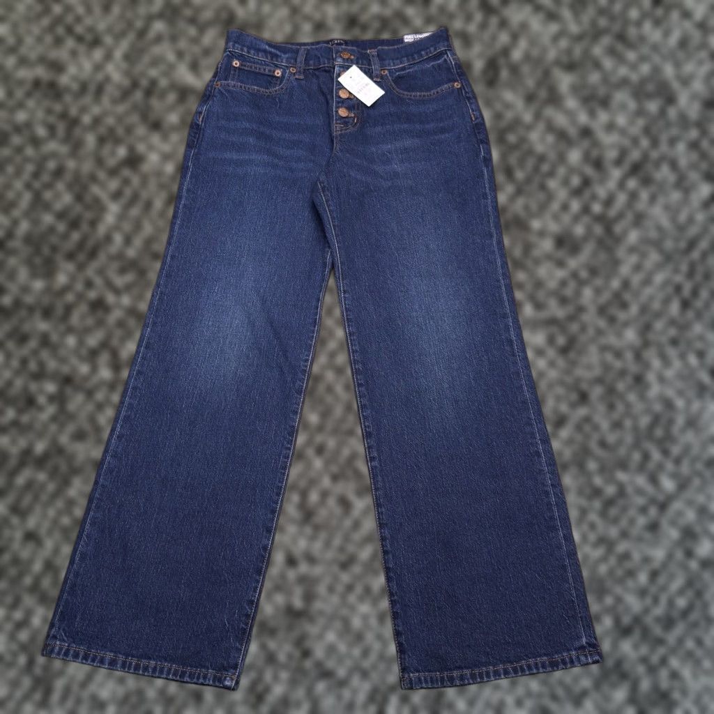 J.Crew J.CREW Jeans Wide-Leg 25 Petite Mid Rise Stretch Womens Denim Blue 5-Pocket Inseam 26 In./Petites Jeans Stretch Modern City Womens Size 42" / US 20 - 1 Thumbnail