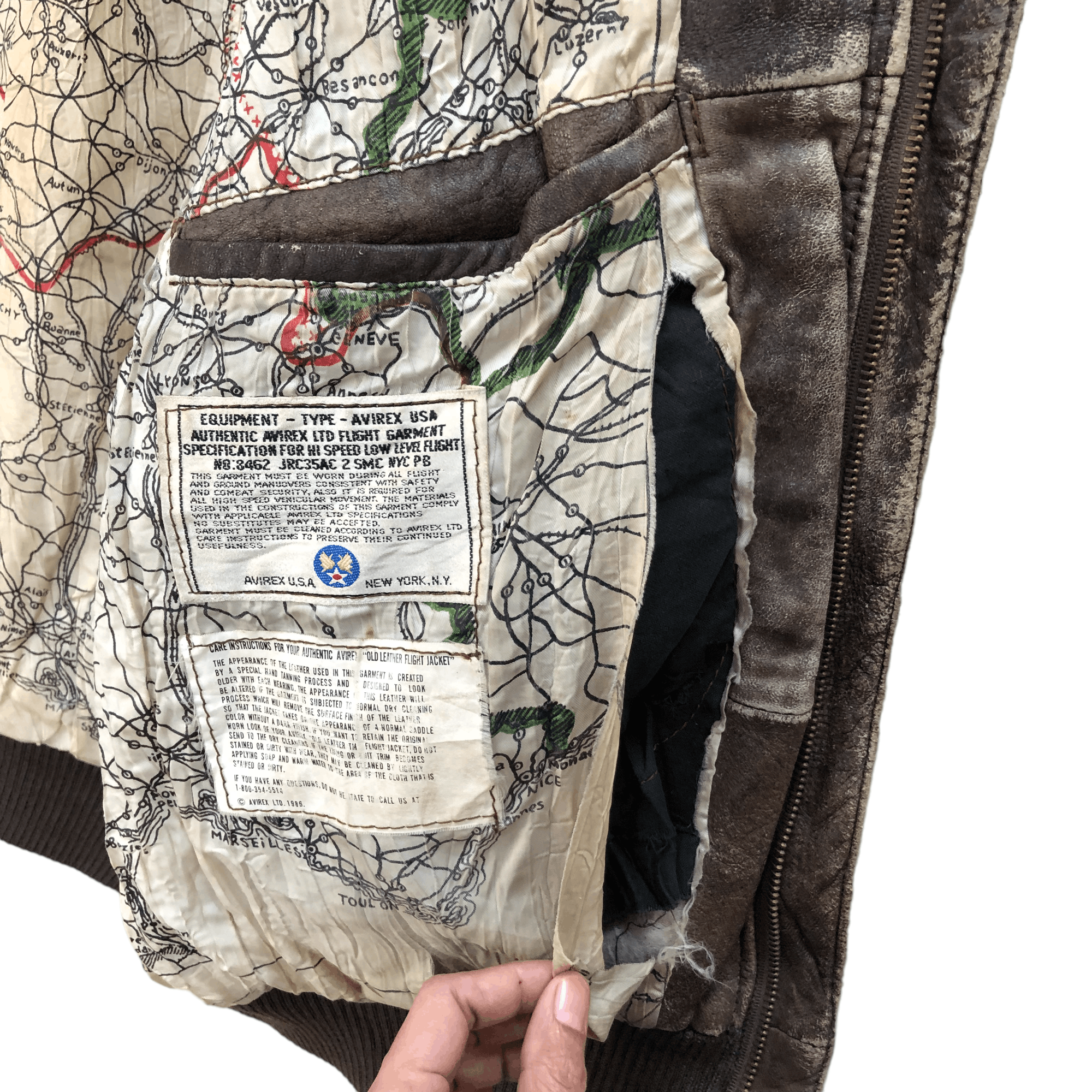 Avirex VINTAGE 80' DRAWING MAP AVIREX LEATHER A2 JACKET #5271-182 Size US M / EU 48-50 / 2 - 10 Thumbnail