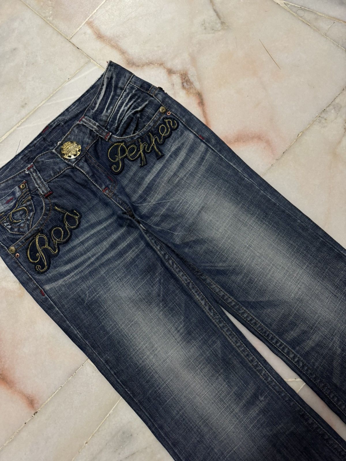If Six Was Nine 💥BAGGY FLARE💥90's RED PEPPER BELL BOTTOM WHISKER LOW RISE Size US 28 / EU 44 - 7 Thumbnail