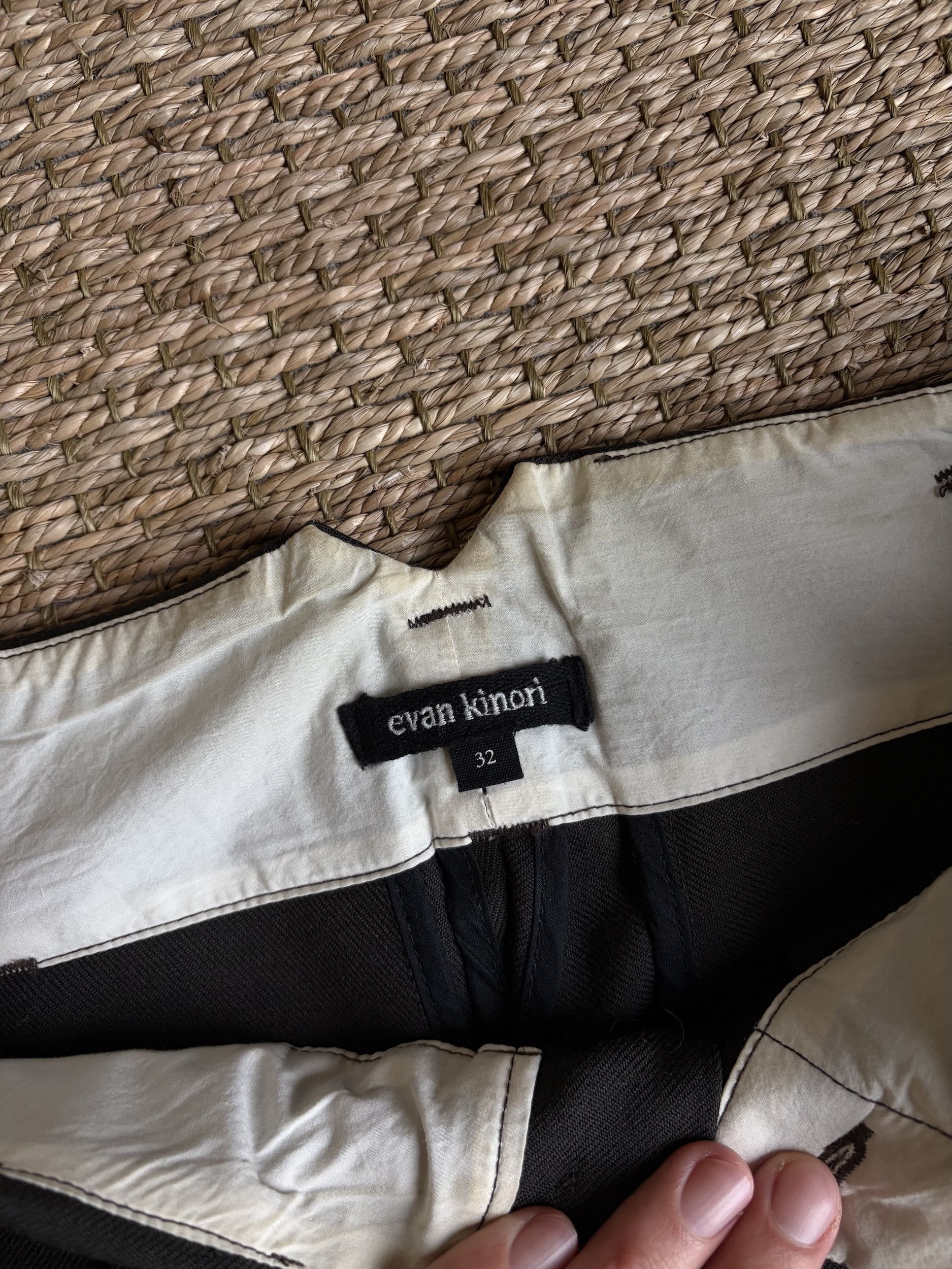 Evan Kinori Dark Brown Worsted Wool Two Pleat Pants Size US 32 / EU 48 - 2 Thumbnail