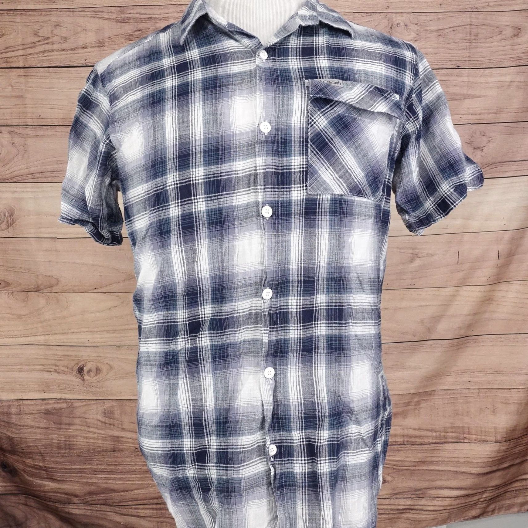 Vintage Columbia Shirt Mens Medium Blue Gray Plaid Short Sleeve Button-Up Cotton Outdoor Casual Size US M / EU 48-50 / 2 - 3 Thumbnail