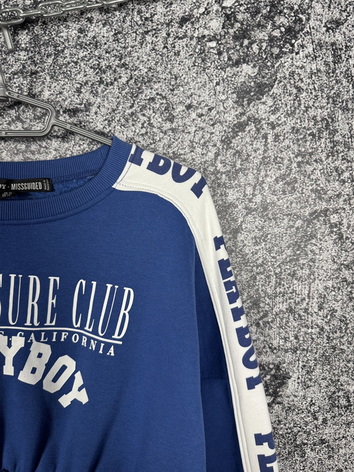 Playboy Playboy Missguided Cropped Sweatshirt Spellout Logo Blue Top Size XL / US 12-14 / IT 48-50 - 2 Thumbnail