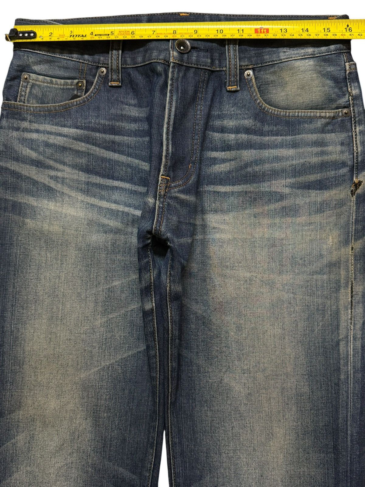 Uniqlo Vintage Y2K Japanese Uniqlo Blue Faded Whiskers Straight Leg Size US 32 / EU 48 - 7 Thumbnail