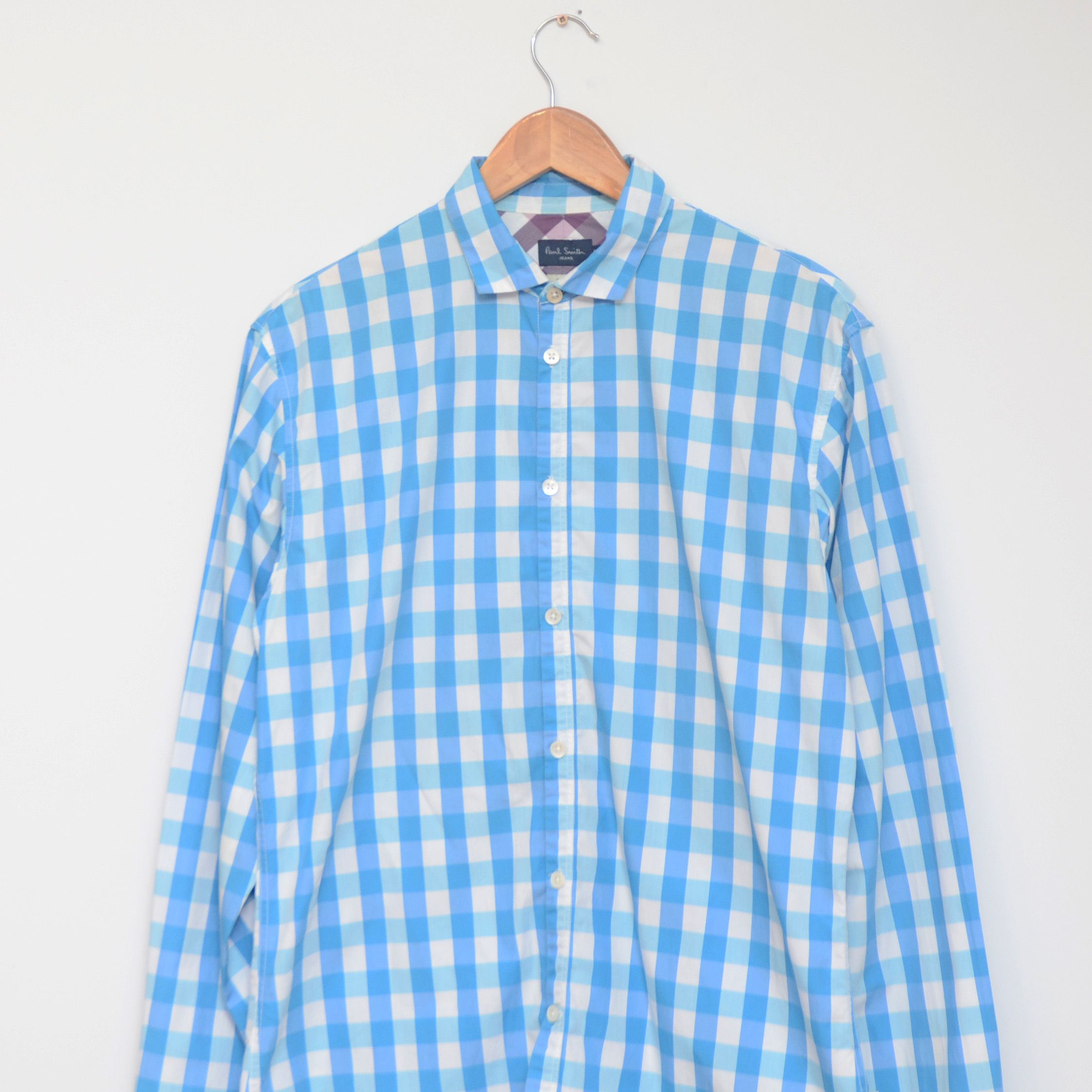 Paul Smith Paul Smith Jeans Men's Cornflower Blue Check Shirt Size M Size US M / EU 48-50 / 2 - 2 Thumbnail