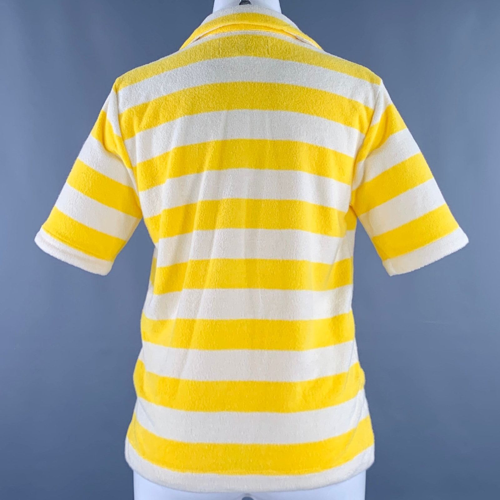 Trovata TROVATA S Yellow White Cotton Stripe Short Sleeve Casual Top Size S / US 4 / IT 40 - 3 Thumbnail